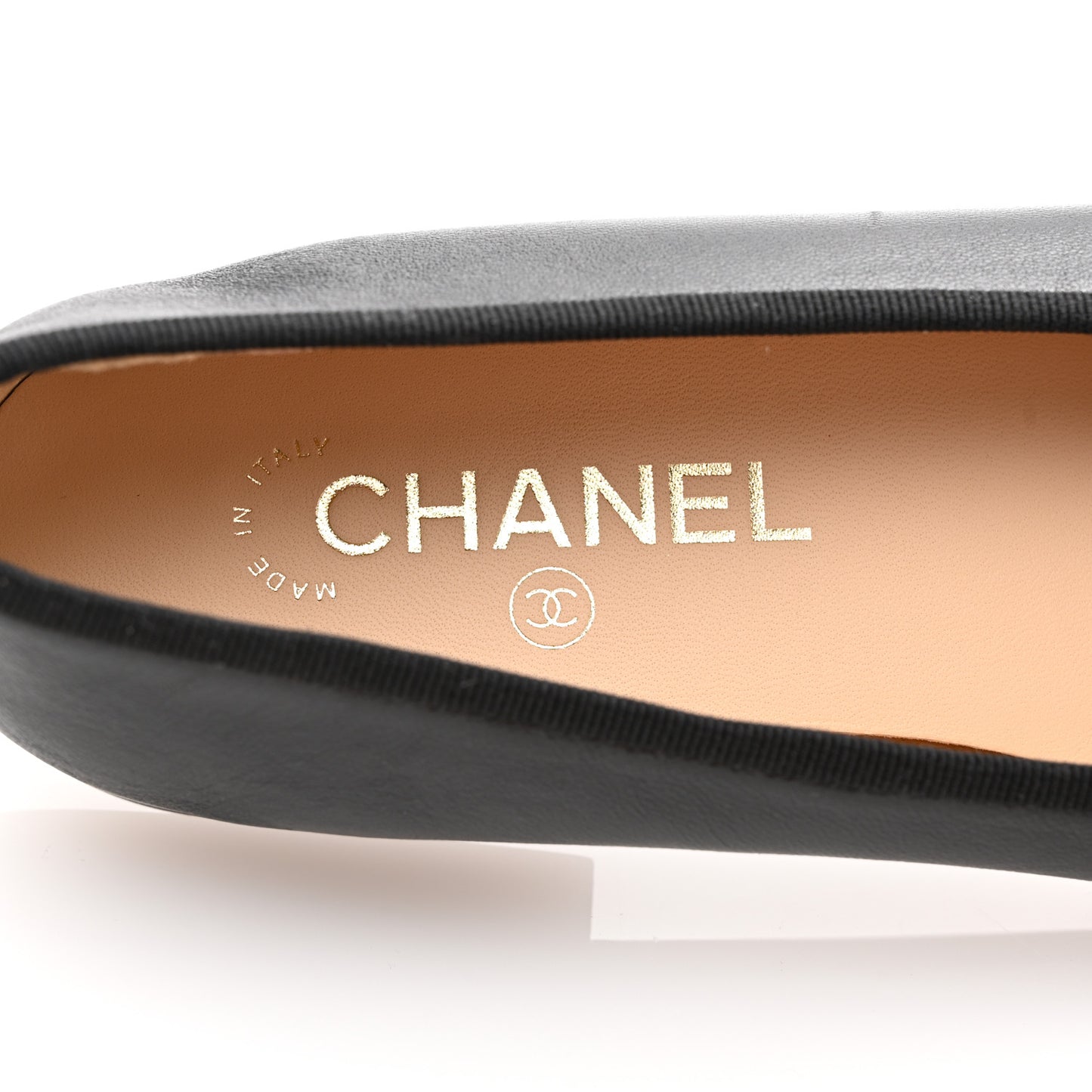 Lambskin Patent Cap Toe Ballerina Flats 40 Black