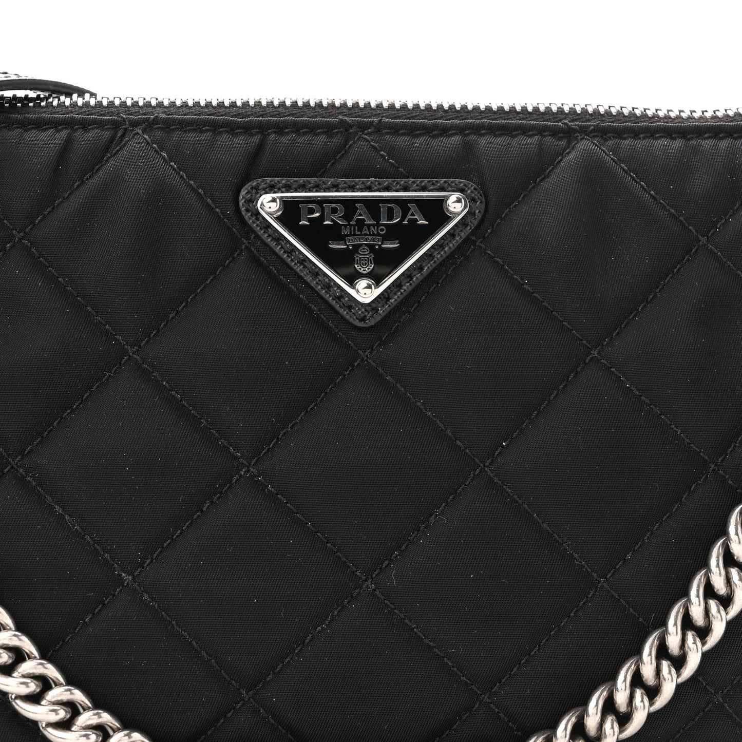 Nylon Tessuto Impuntu Quilted Crossbody Bag Black