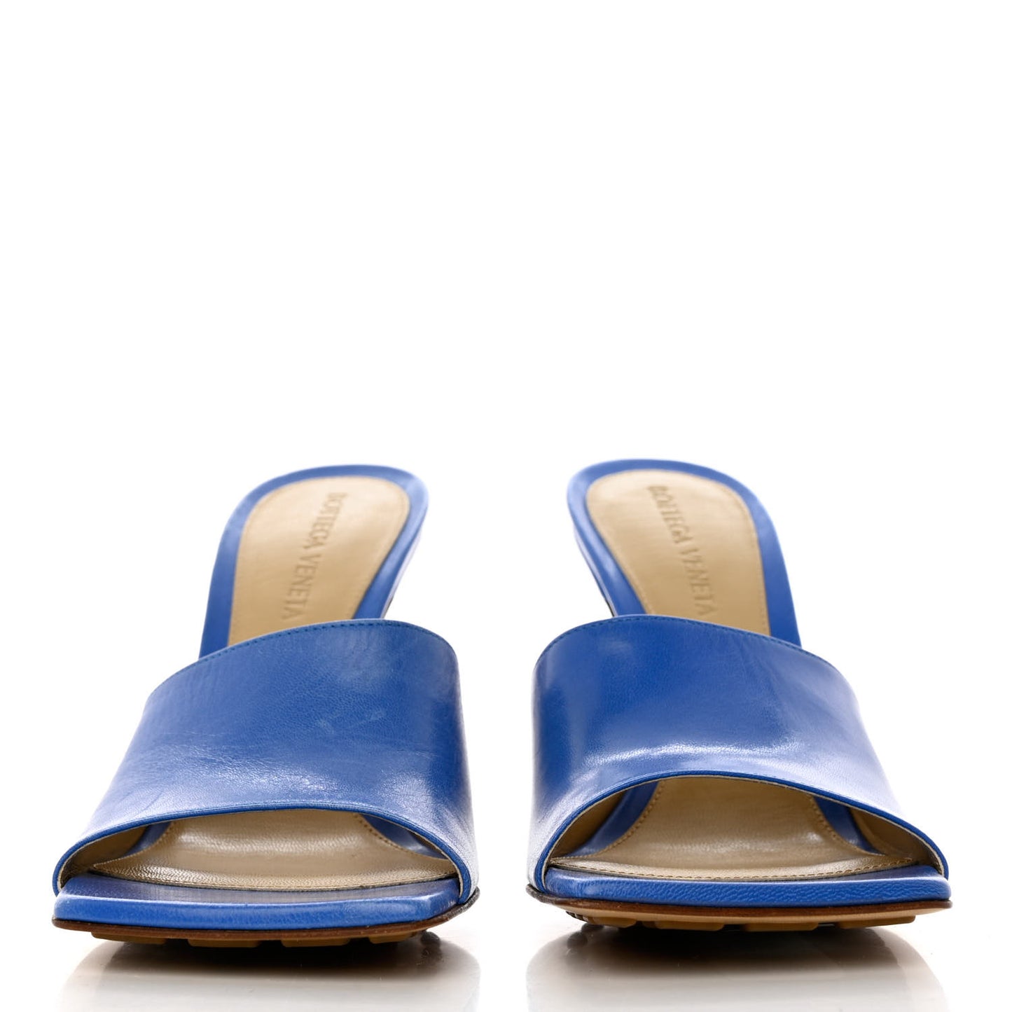 Lambskin Stretch Mule Sandals 37 Aquarium