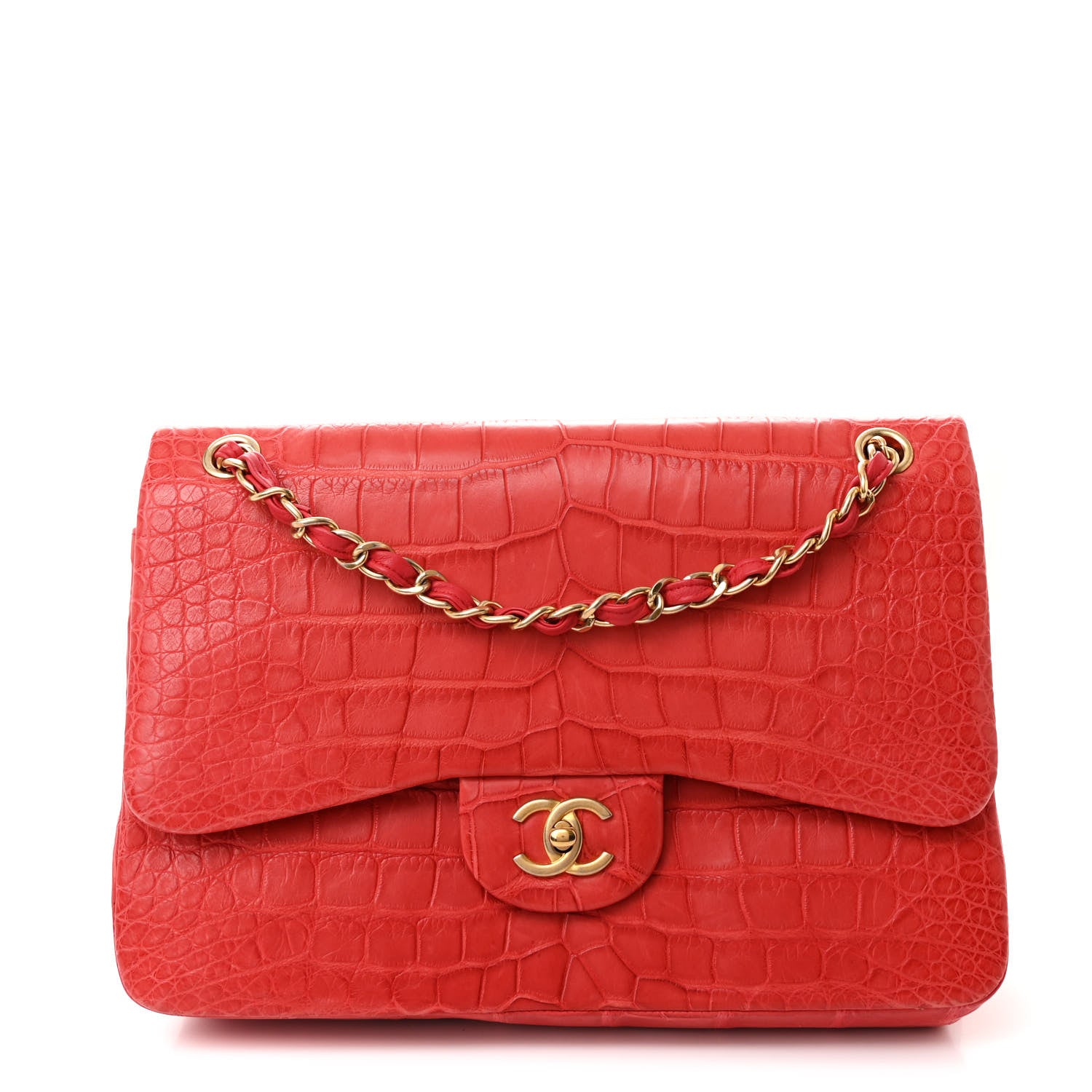 Chanel Alligator Jumbo Double Flap Red 1633097 – FASHIONPHILE