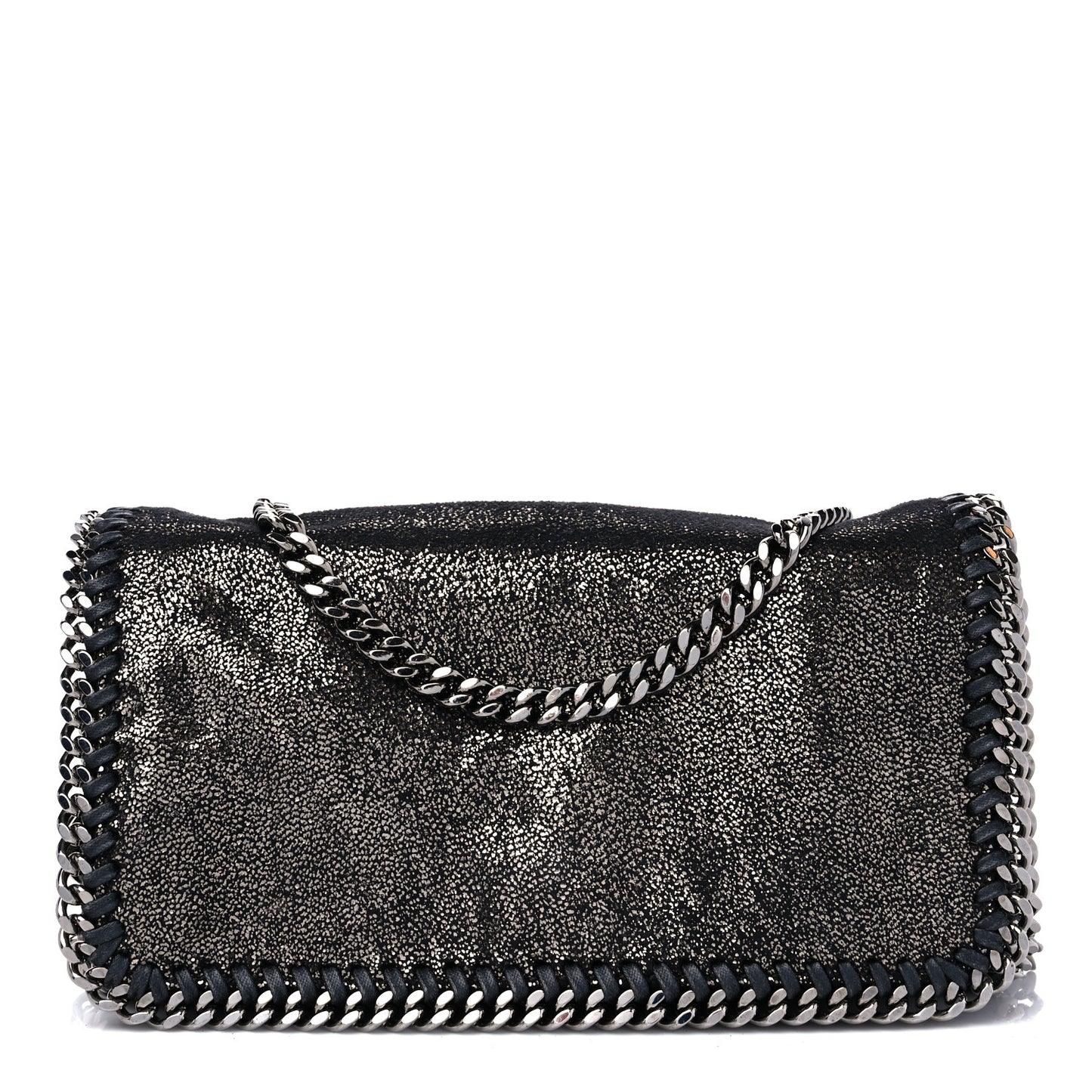 Chamois Shiny Dotted Falabella Crossbody Bag Ruthenium