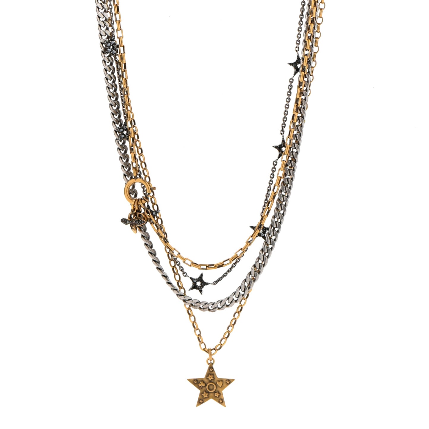 Metal Star J'adior Multi Strand Necklace Aged Gold