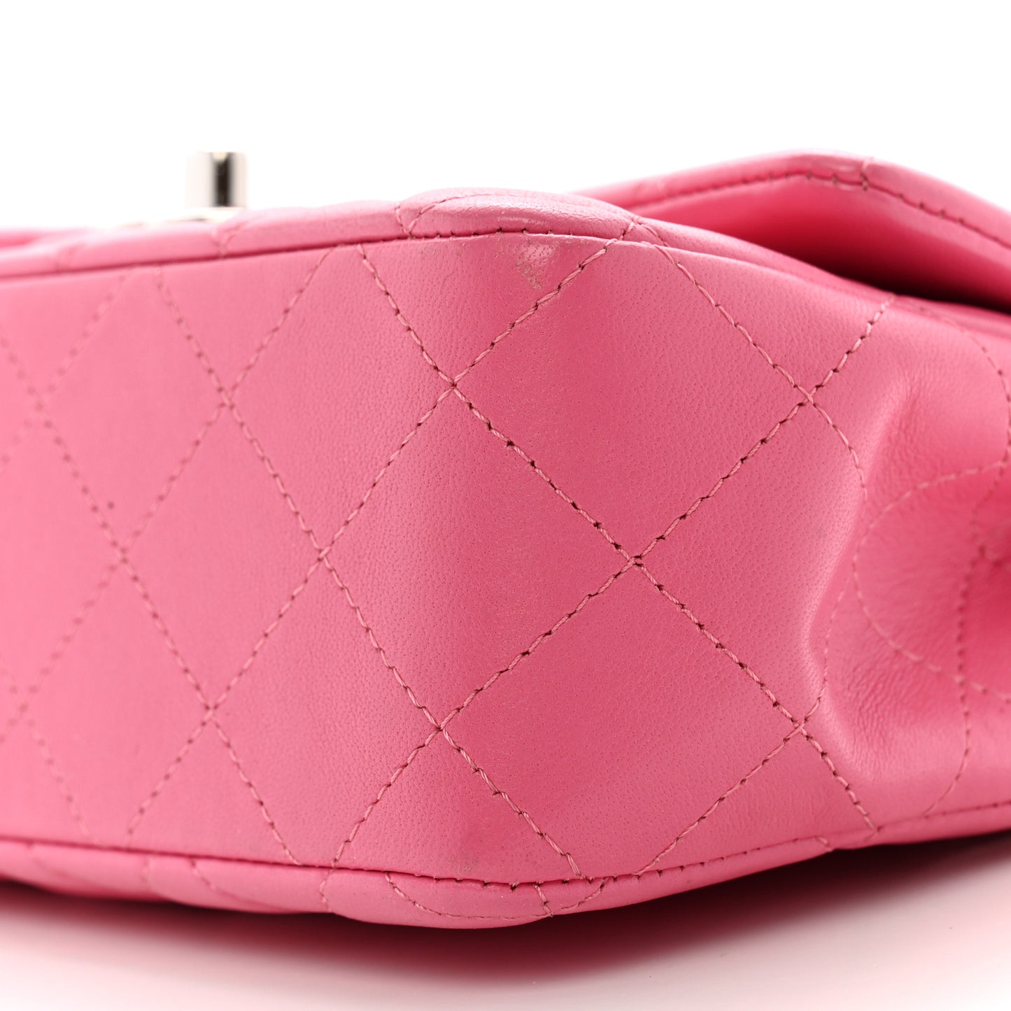 Lambskin Quilted Mini Rectangular Flap Pink