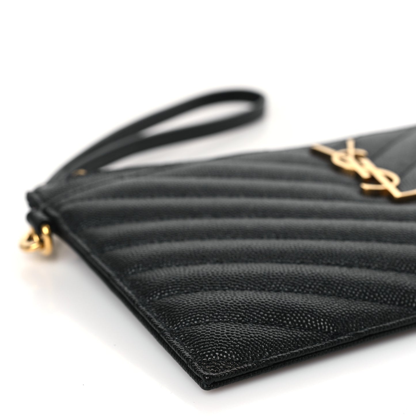 Grain De Poudre Chevron Monogram Large Bill Pouch Black
