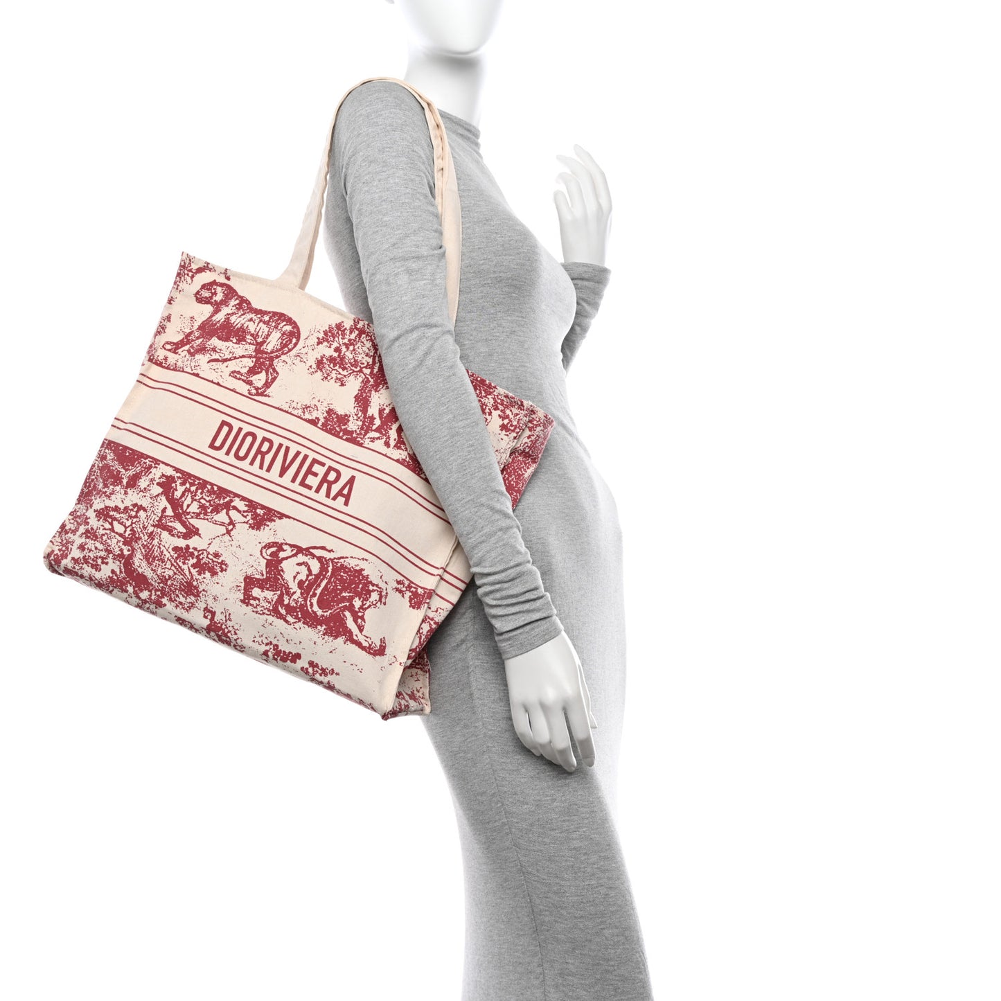 Straw Dioriviera Tote Red