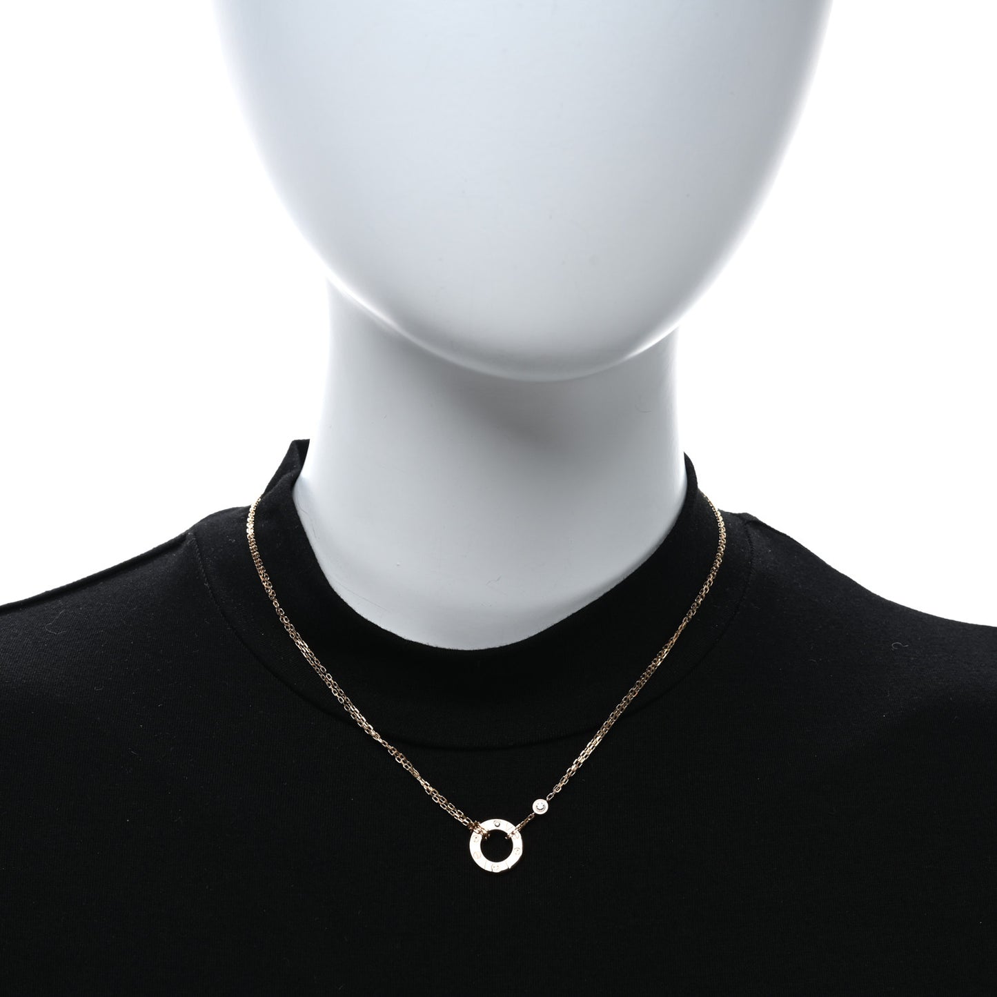 18K Pink Gold 2 Diamond LOVE Necklace