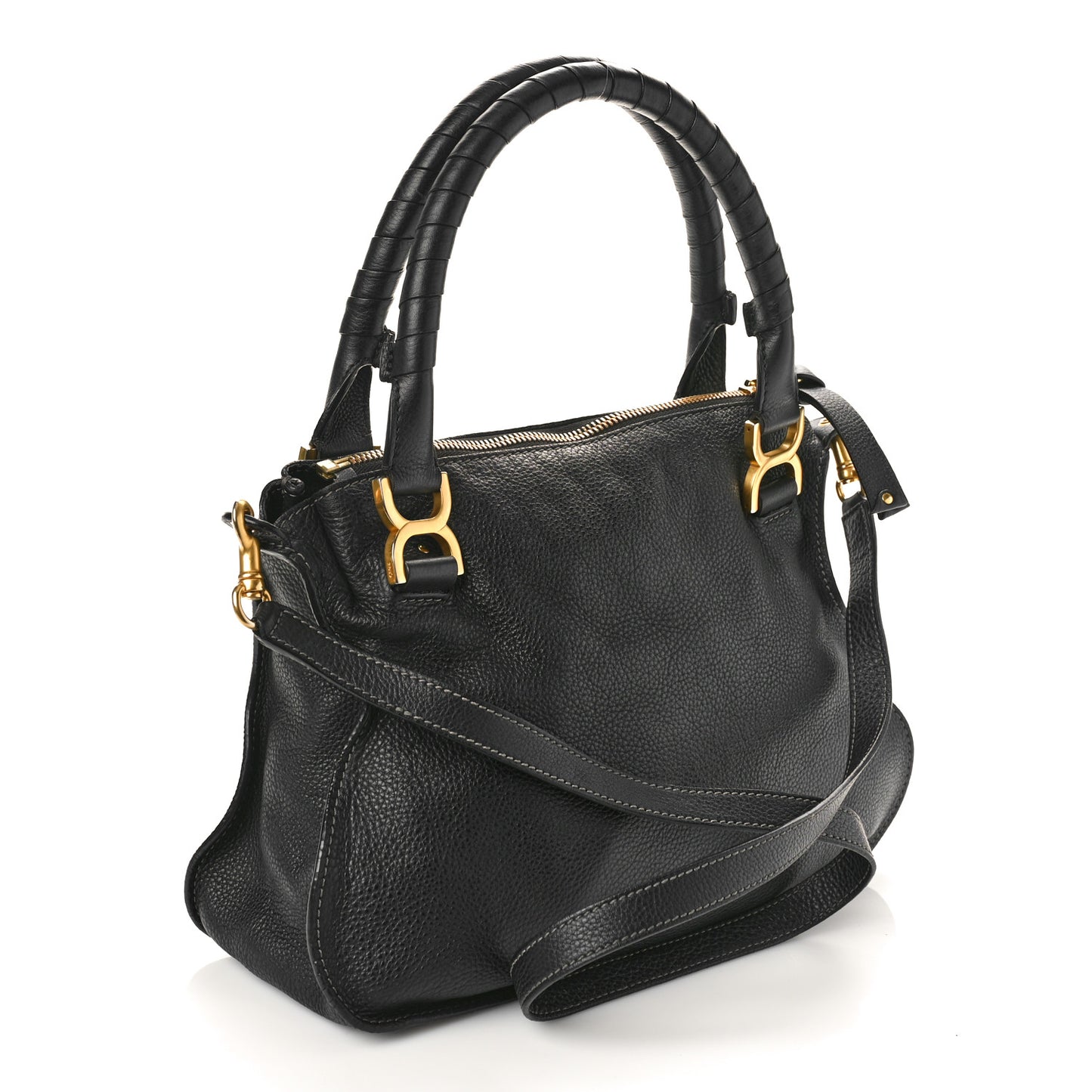 Calfskin Medium Marcie Satchel Black