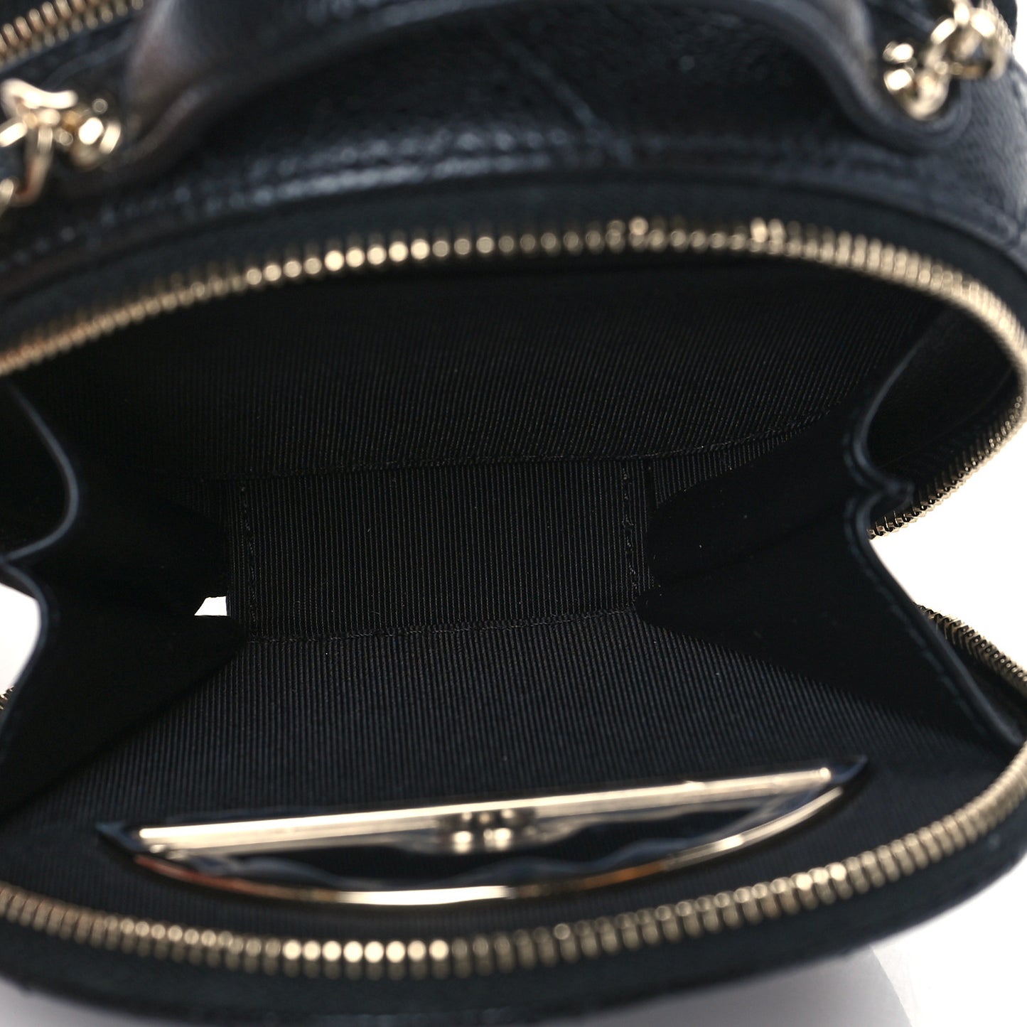 Caviar Quilted Round Handle With Care Vanity With Chain Black