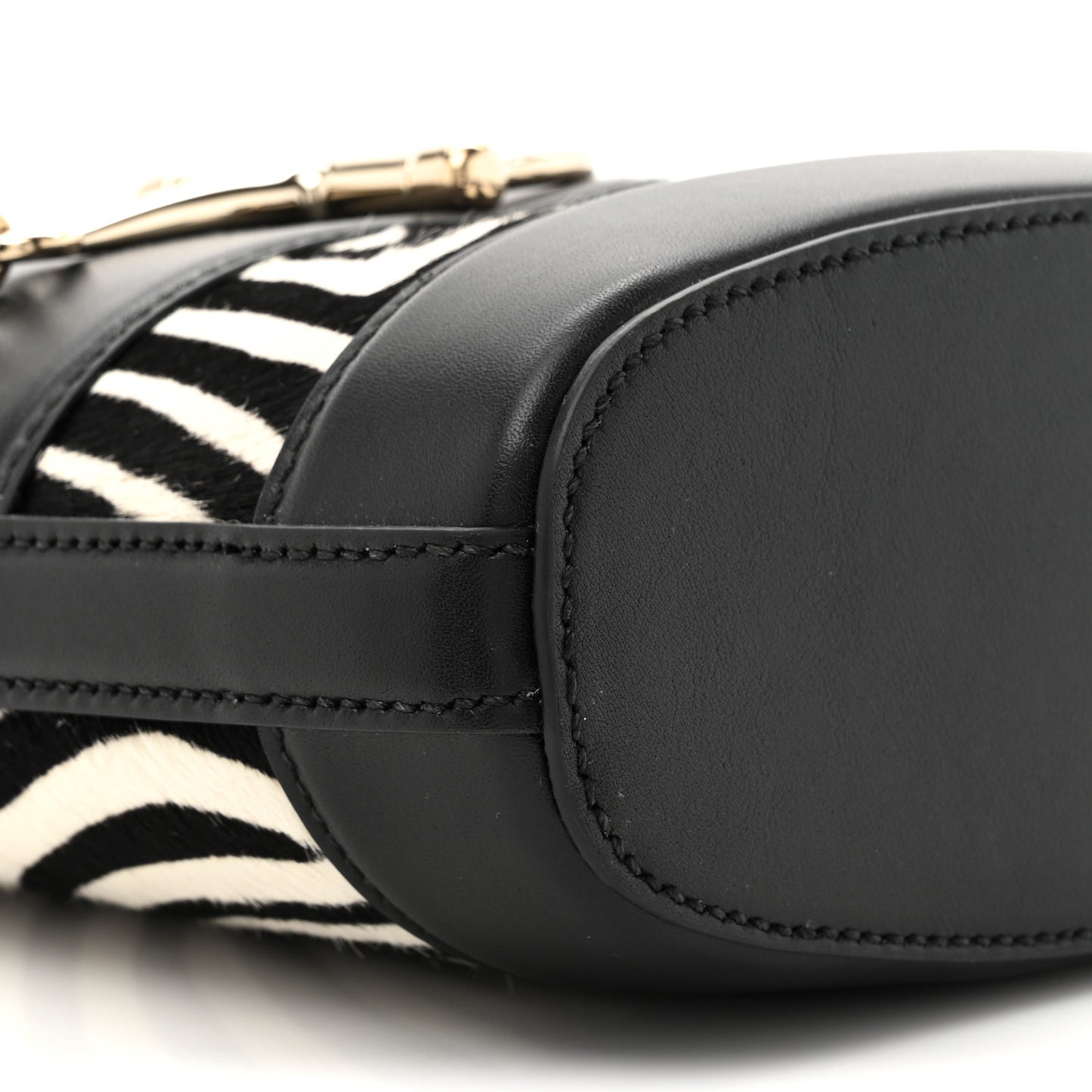 Calf Hair Calfskin Zebra Print Gucci 73 Mini Bucket Bag Black White