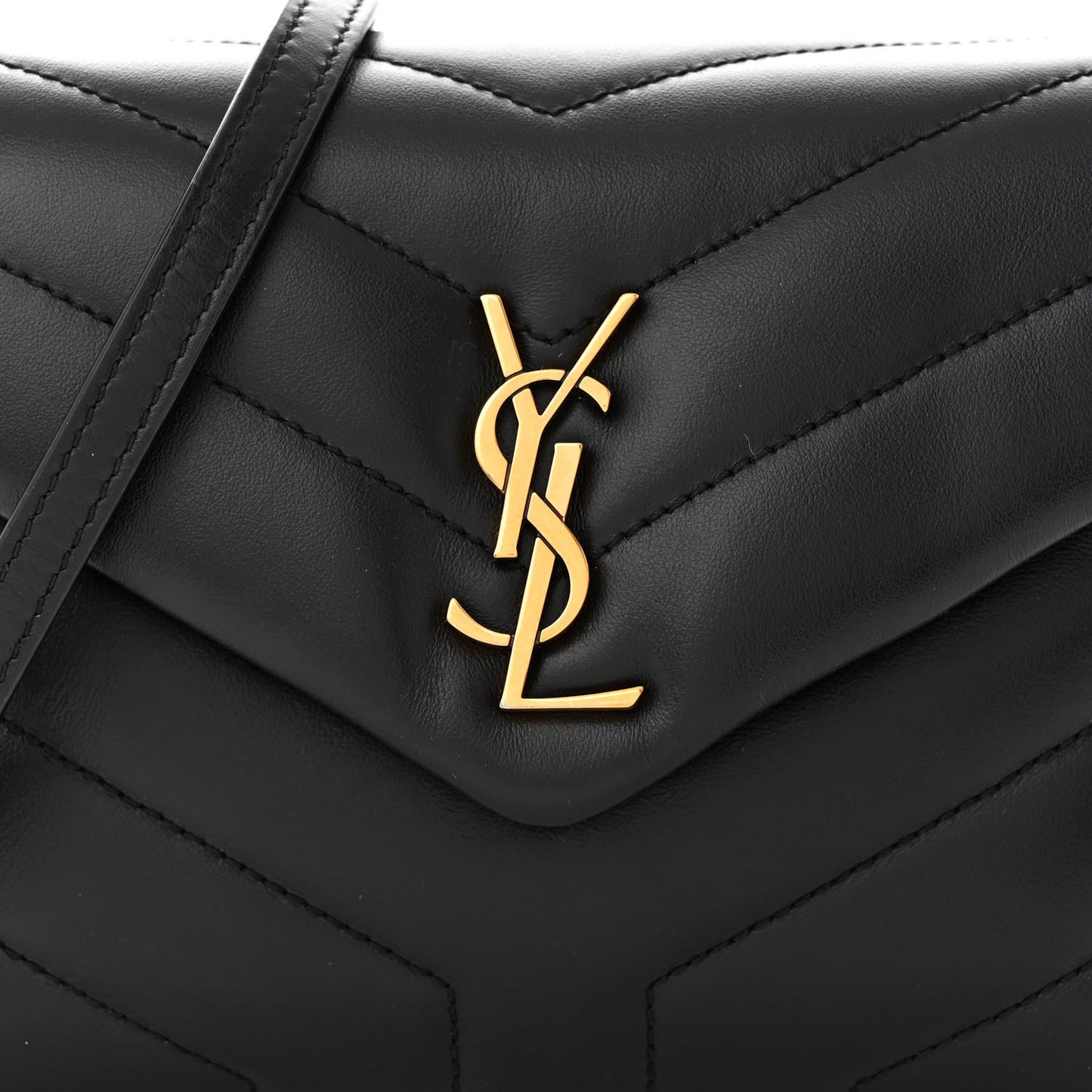 Calfskin Y Quilted Monogram Toy Loulou Crossbody Bag Black