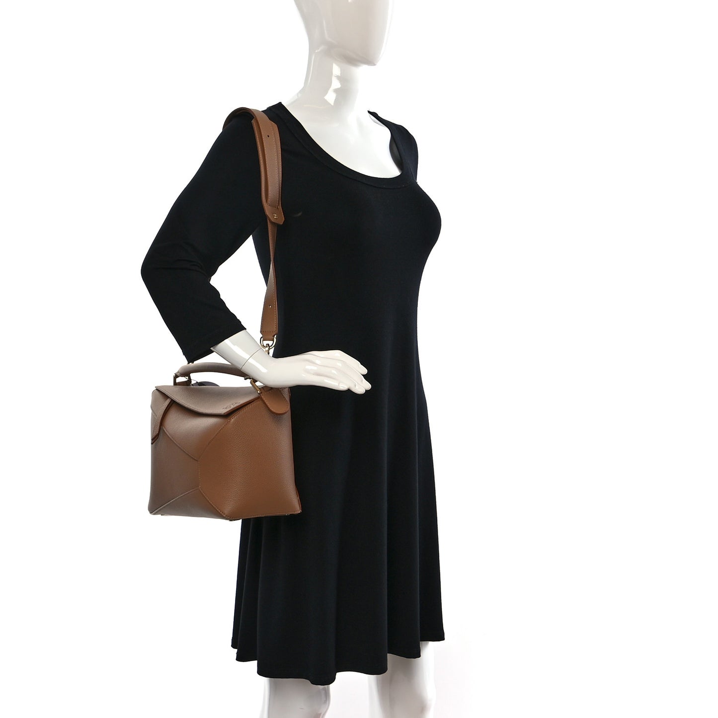 Calfskin Medium Puzzle Edge Bag Toffee