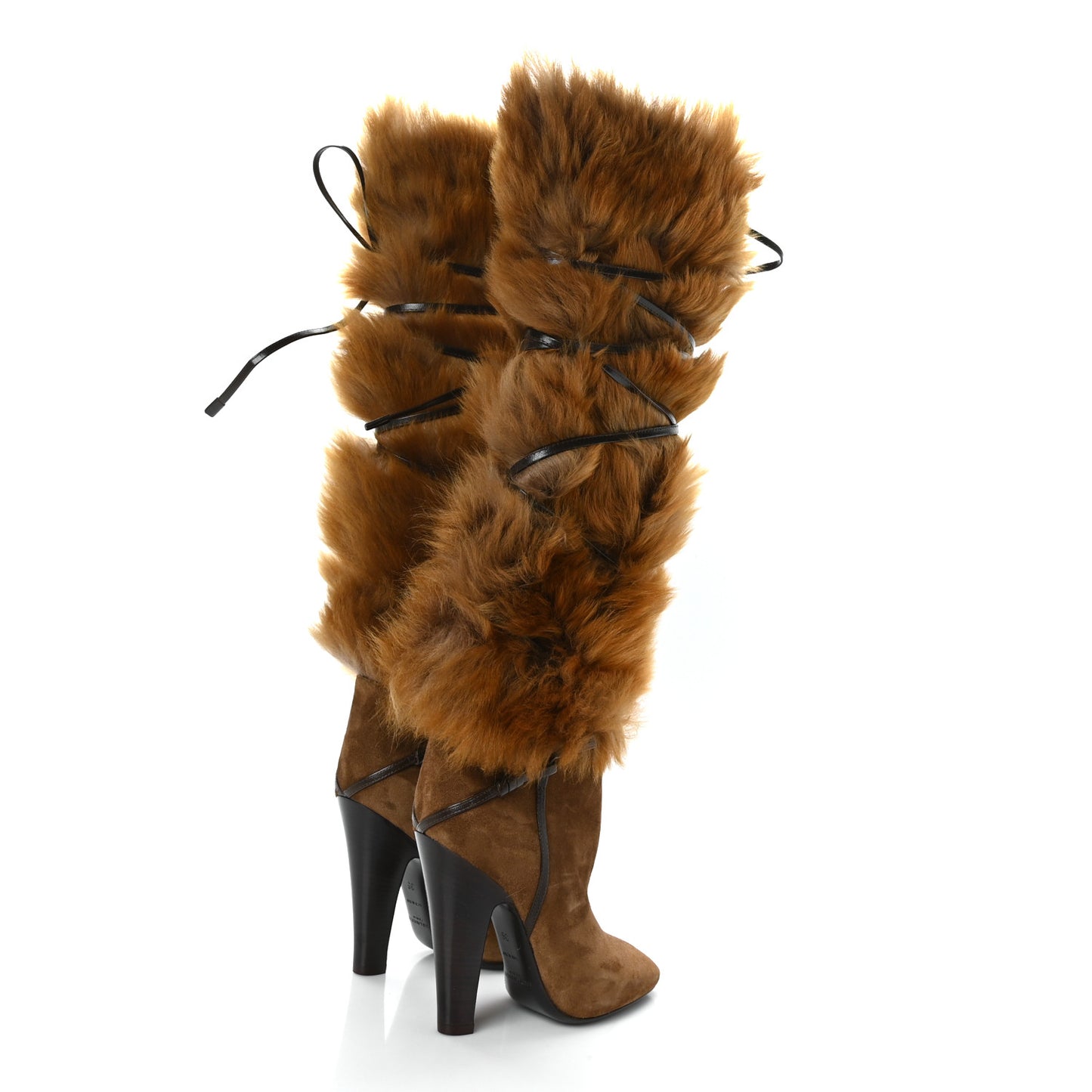 Suede Faux Fur Jokull 105 Over The Knee Boots 36 Brown
