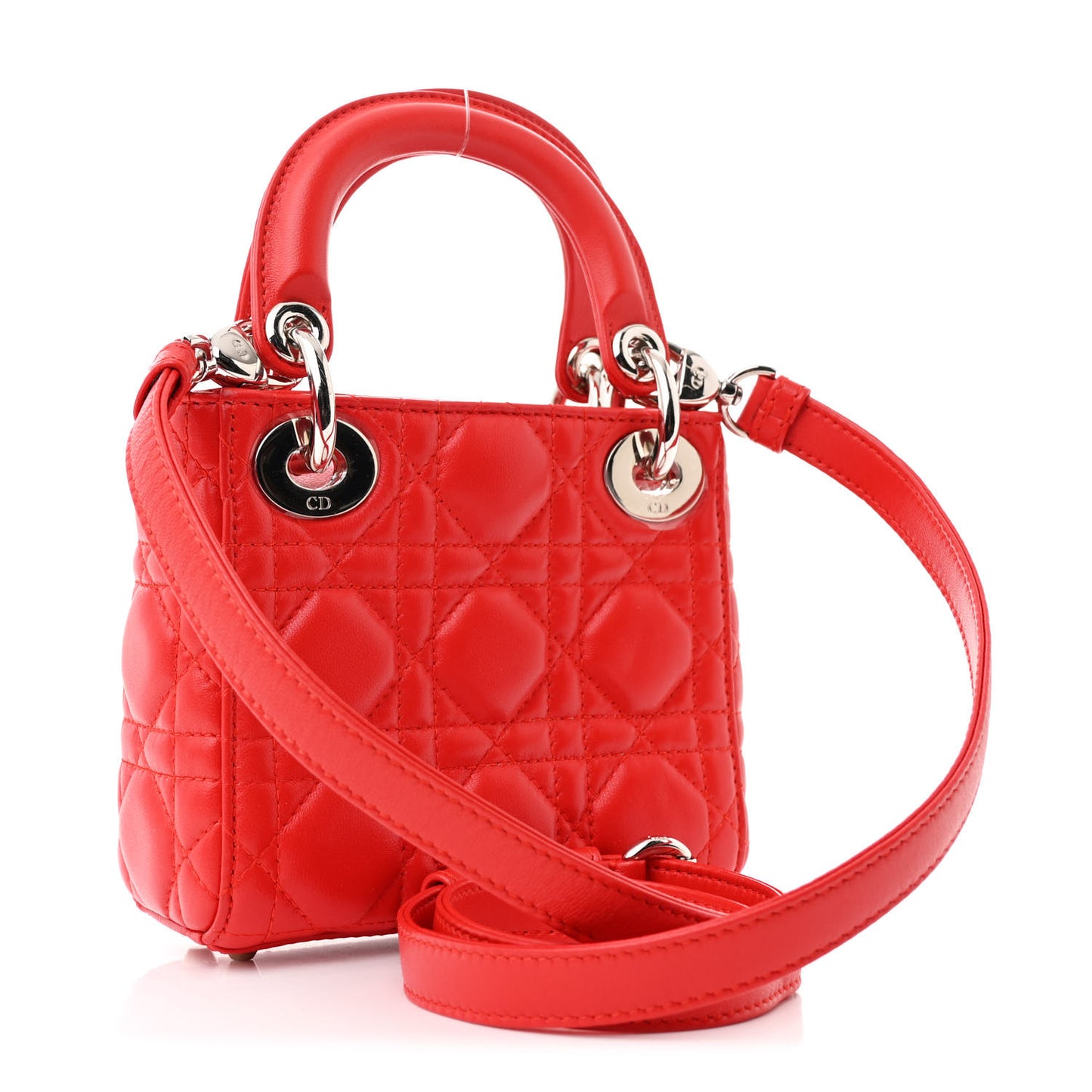 Lambskin Cannage Micro Lady Dior Red