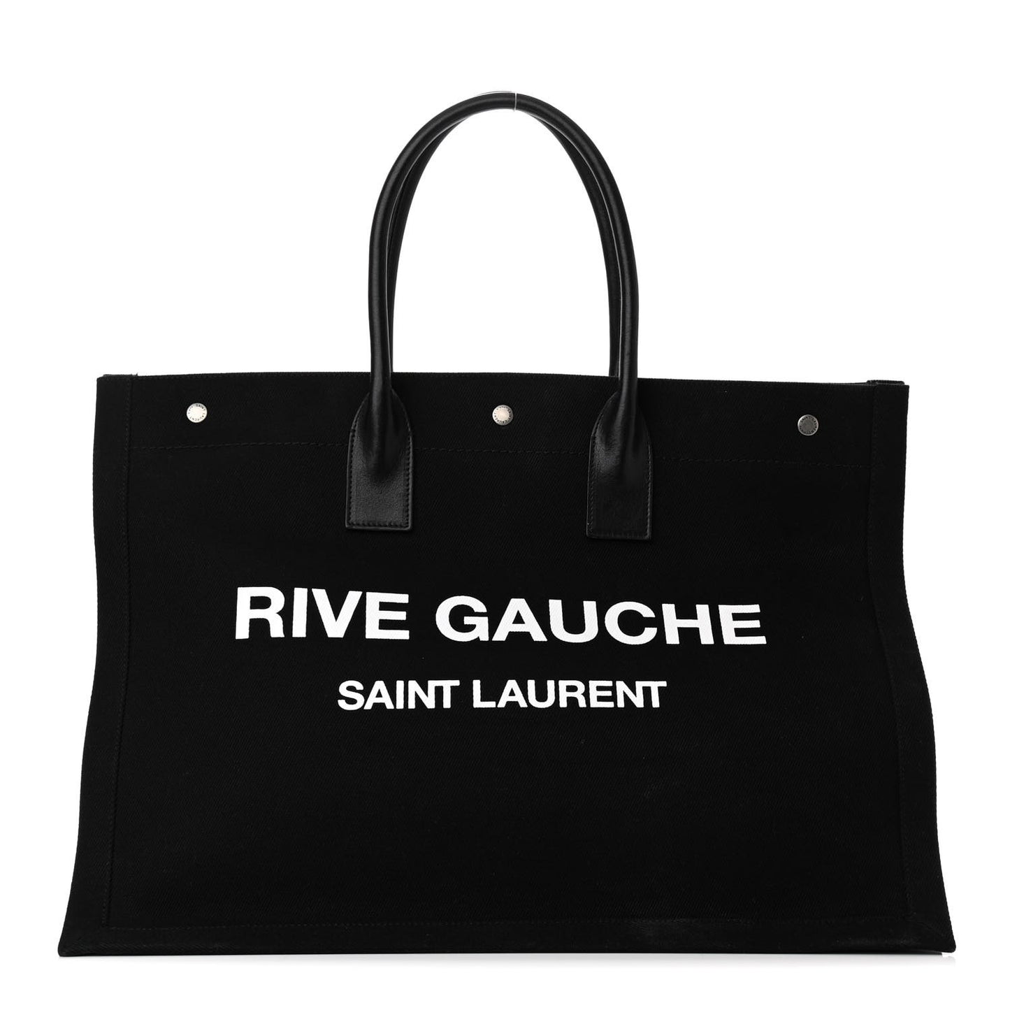 Linen Calfskin Rive Gauche Tote Black