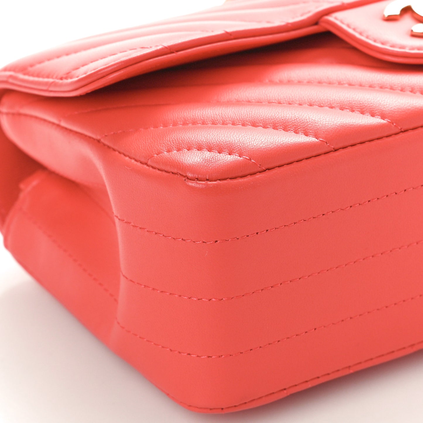Lambskin Chevron Quilted Mini Rectangular Flap Red