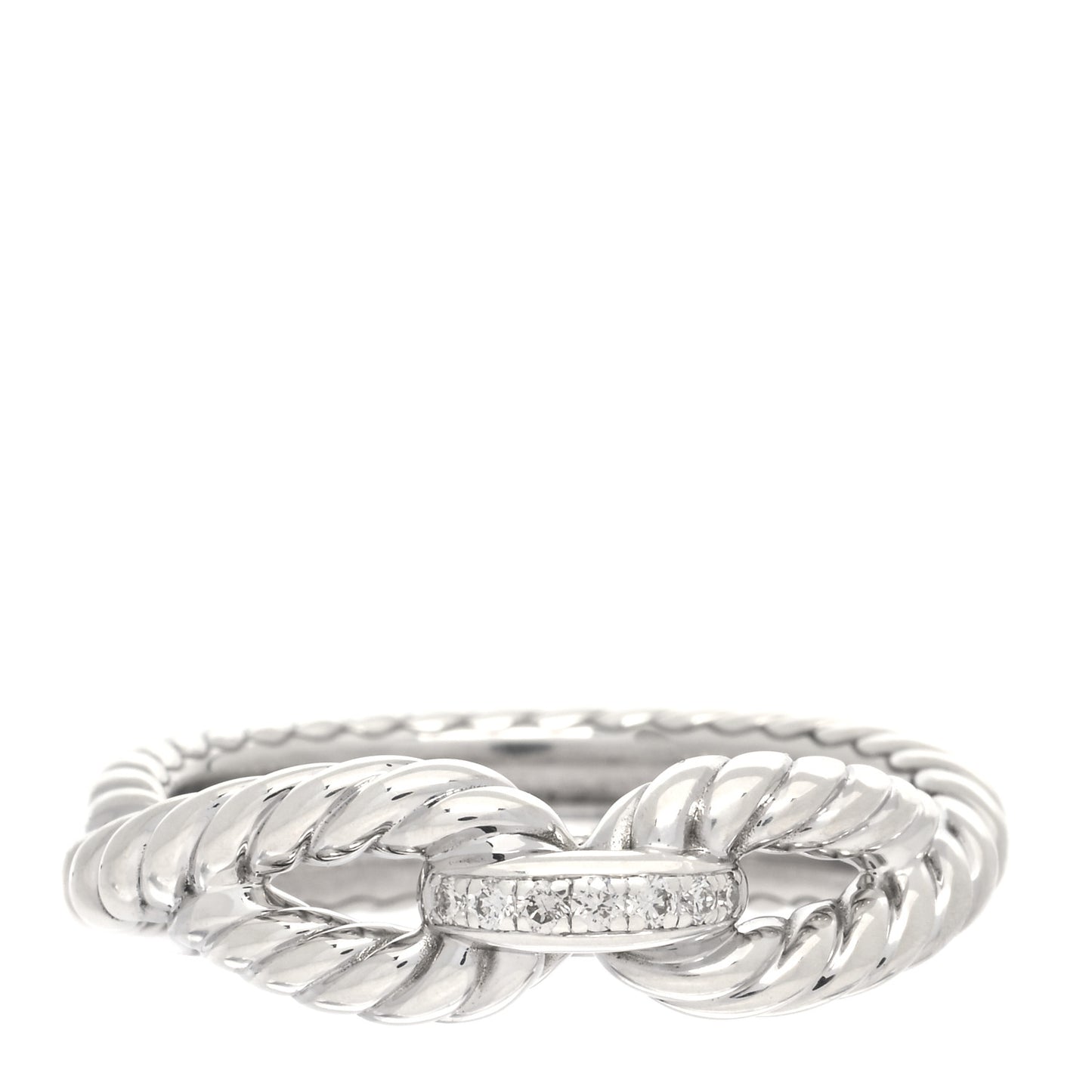 Sterling Silver Diamond Cable Loop Band Ring 56 7.5