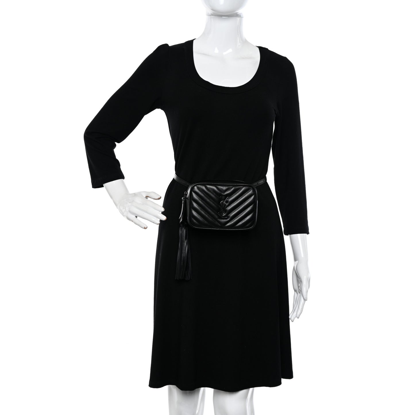 Calfskin Matelasse Monogram Lou Belt Bag Black