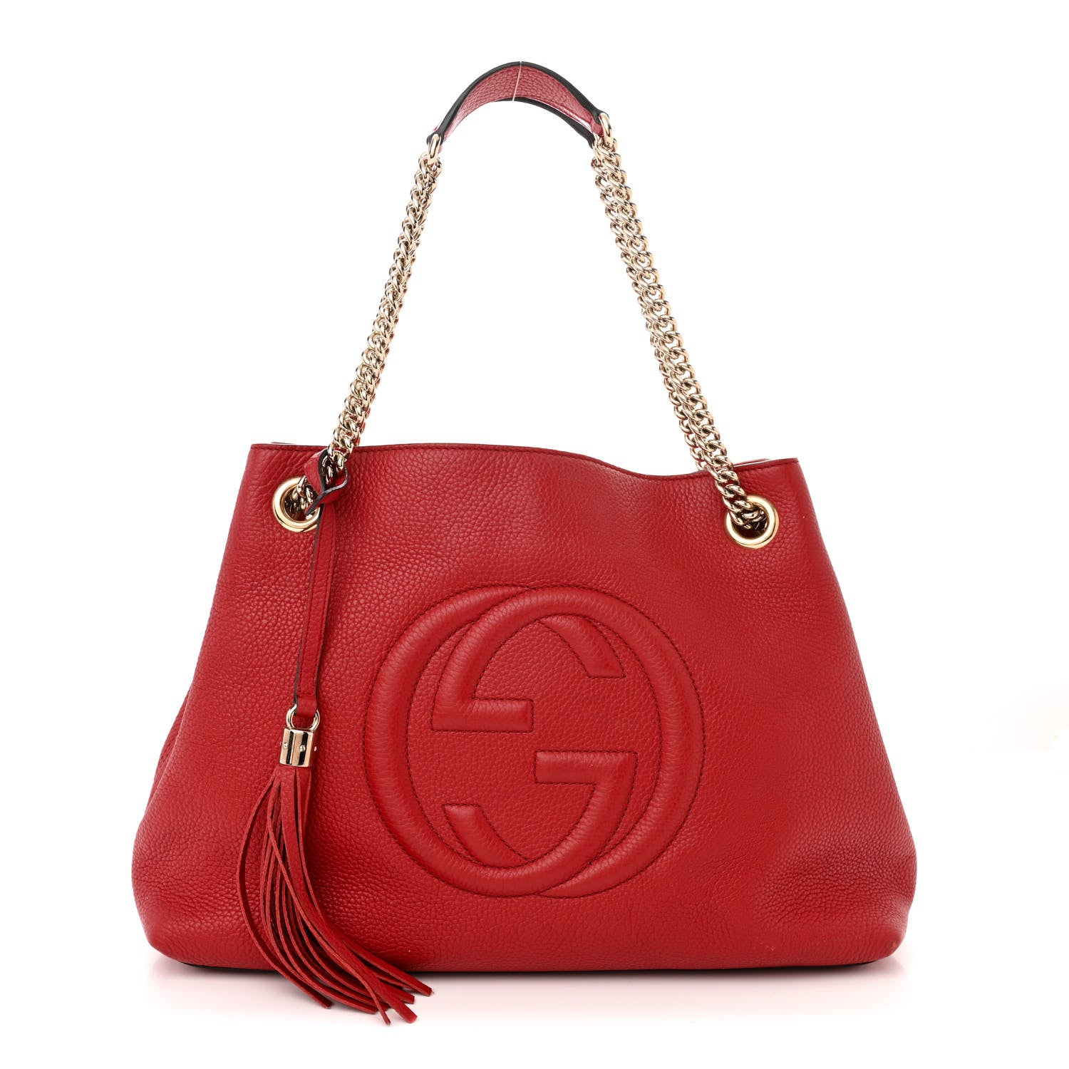 Gucci Pebbled Calfskin Medium Soho Chain Shoulder Bag Tabasco Red 1 of 17