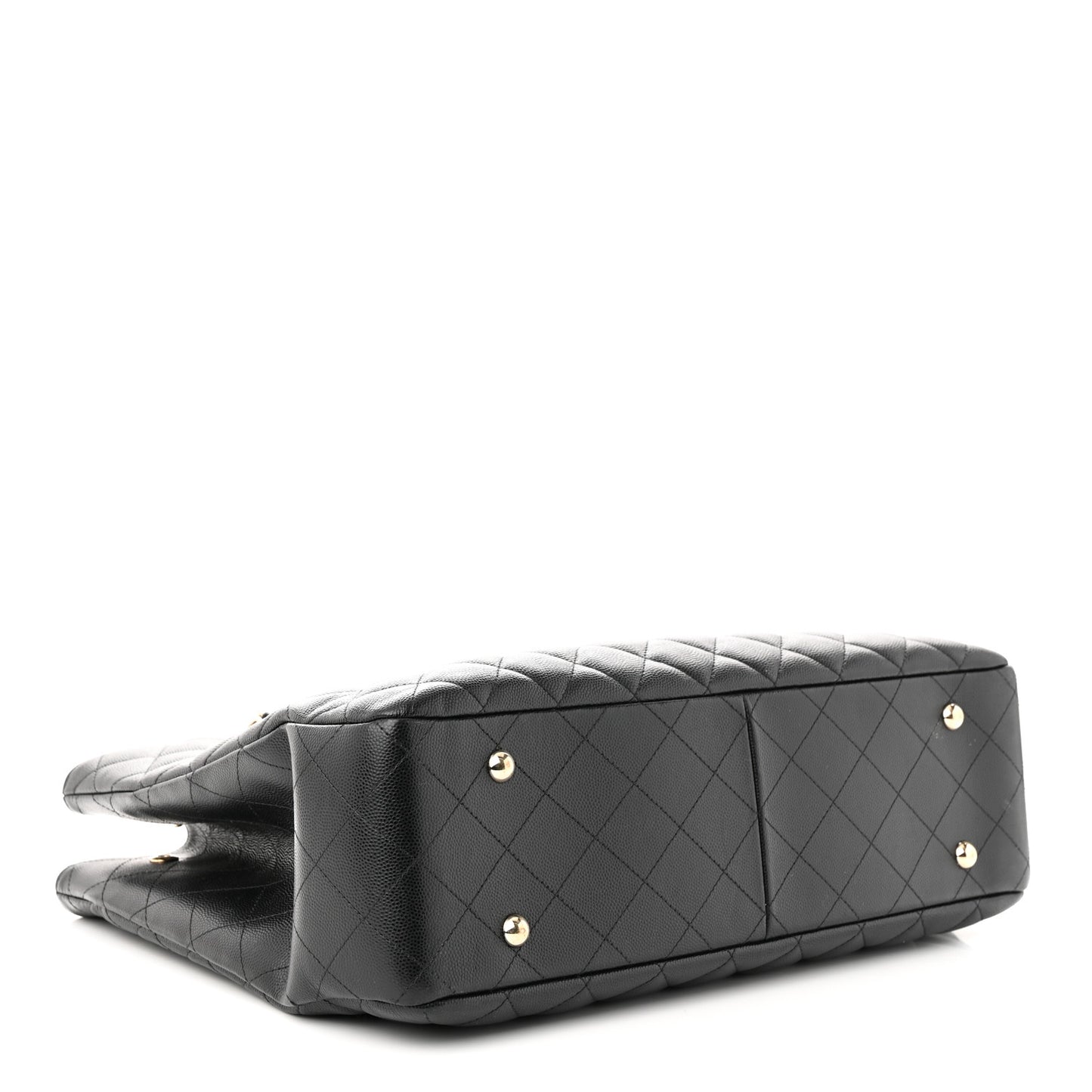 Caviar Quilted Large Shopping Tote Black