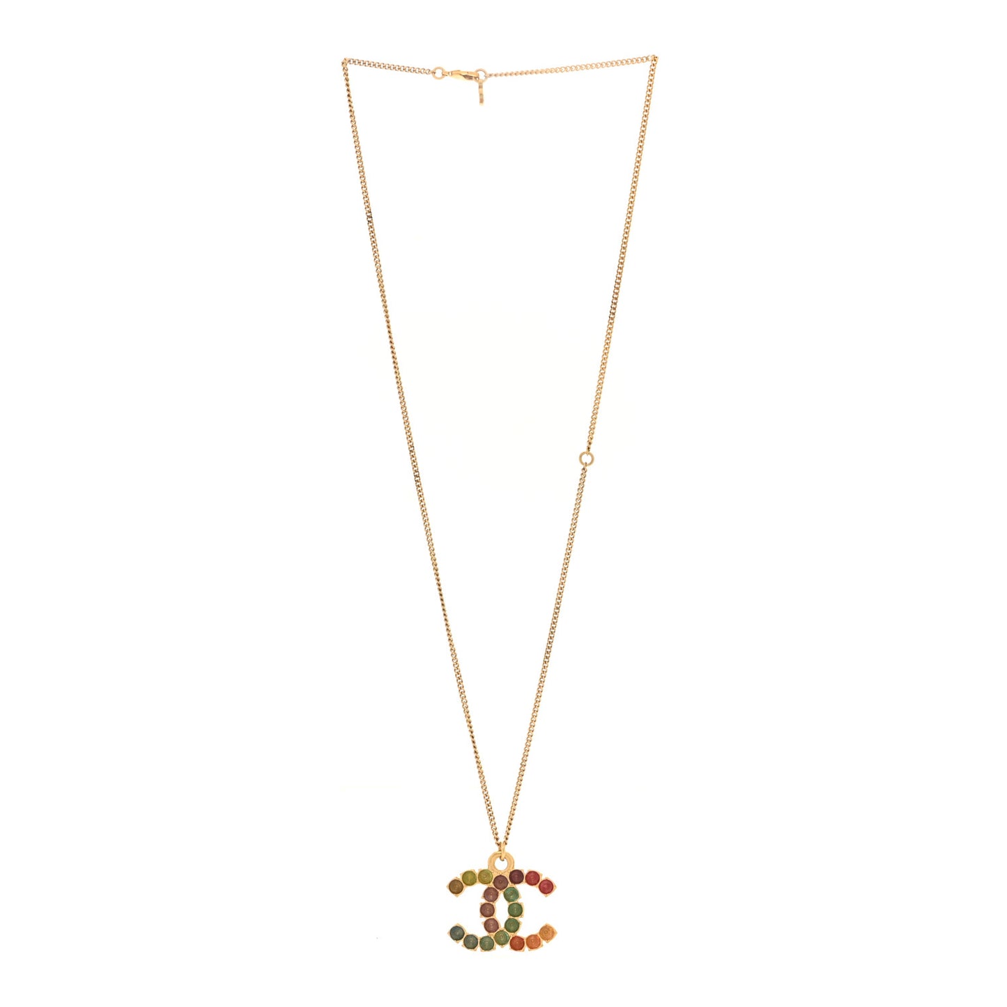 Crystal CC Pendant Necklace Gold Multicolor