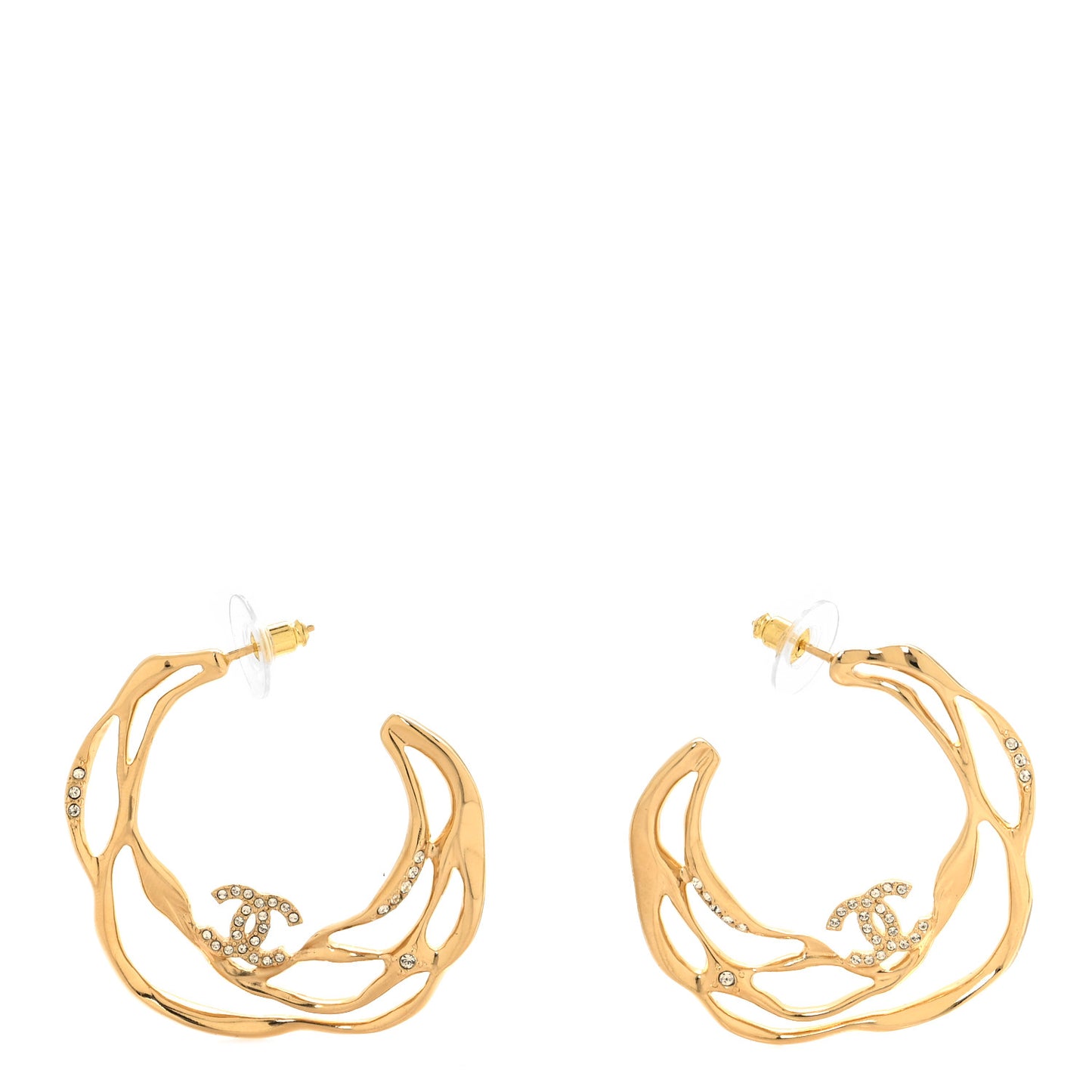 Crystal CC Diamantes Hoop Earrings Gold