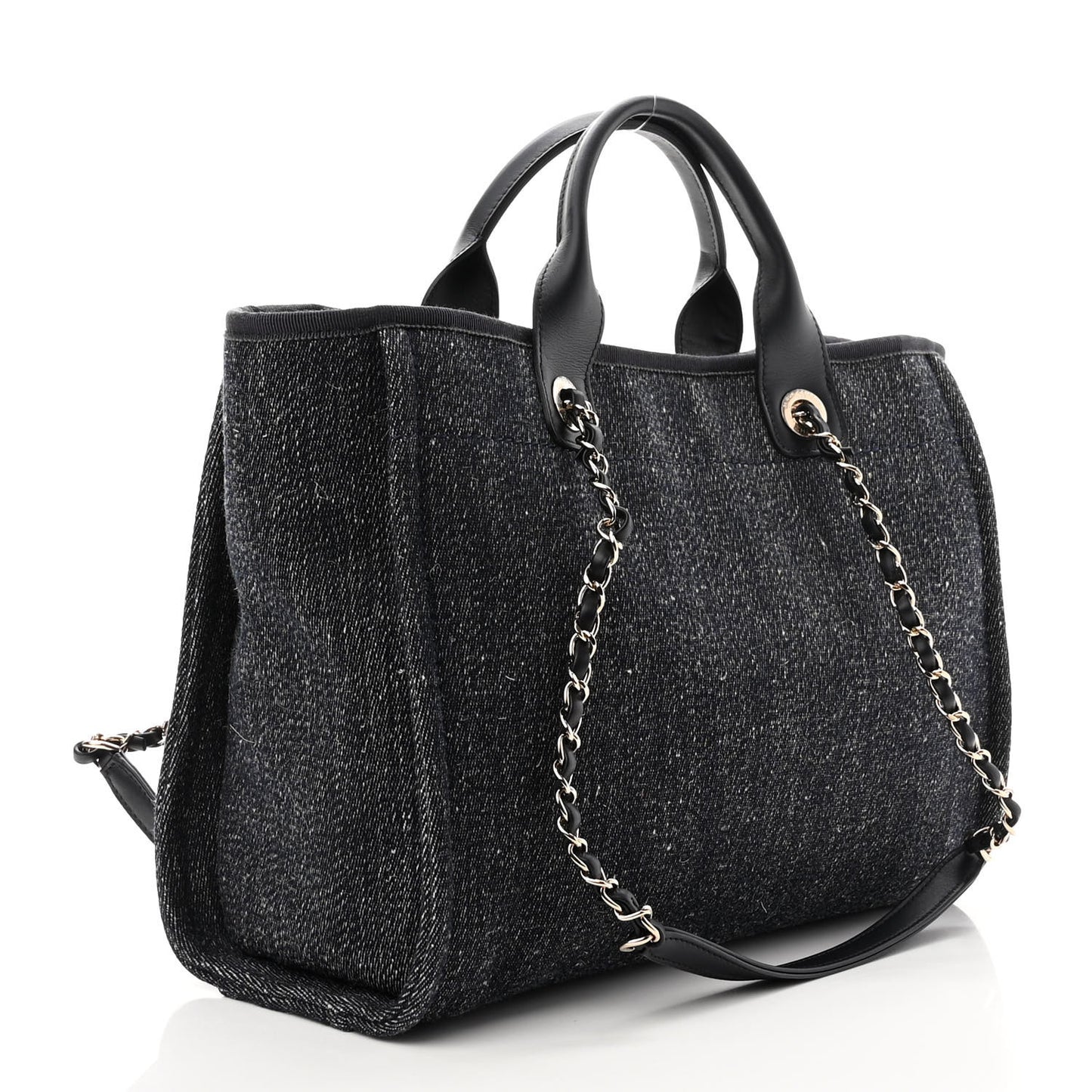 Denim Medium Deauville Tote Dark Blue White