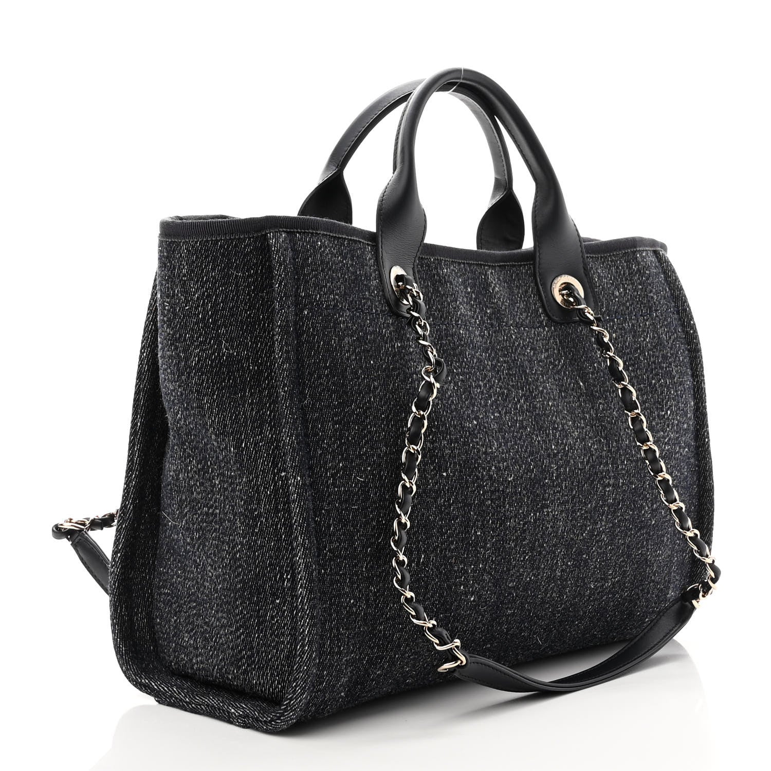 Chanel Denim Medium Deauville Tote Dark Blue White 3 of 10