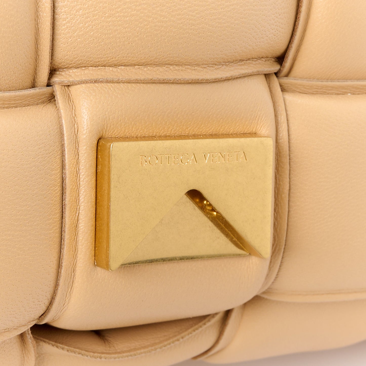 Lambskin Maxi Intreccio Padded Chain Cassette Crossbody Bag Almond