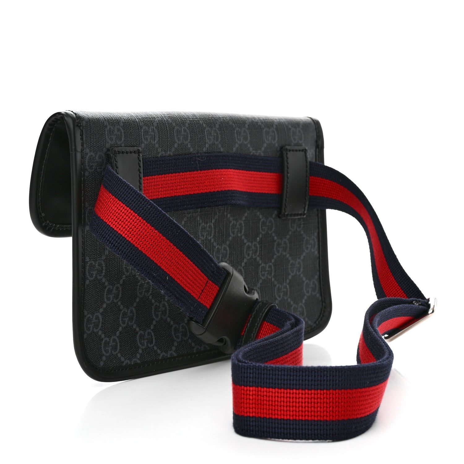 Gucci GG Supreme Monogram Web Slim Belt Bag Black Grey 3 of 10
