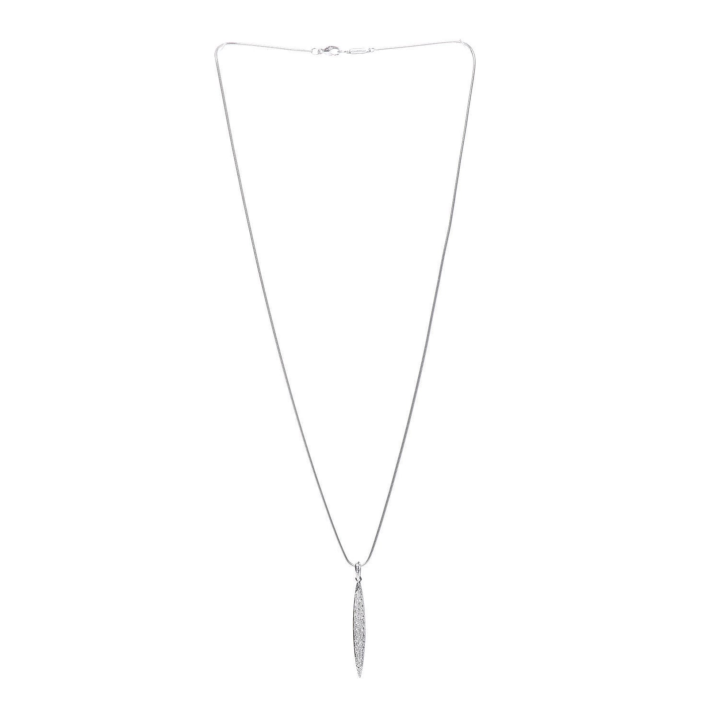 18K White Gold Diamond Feather Pendant Necklace