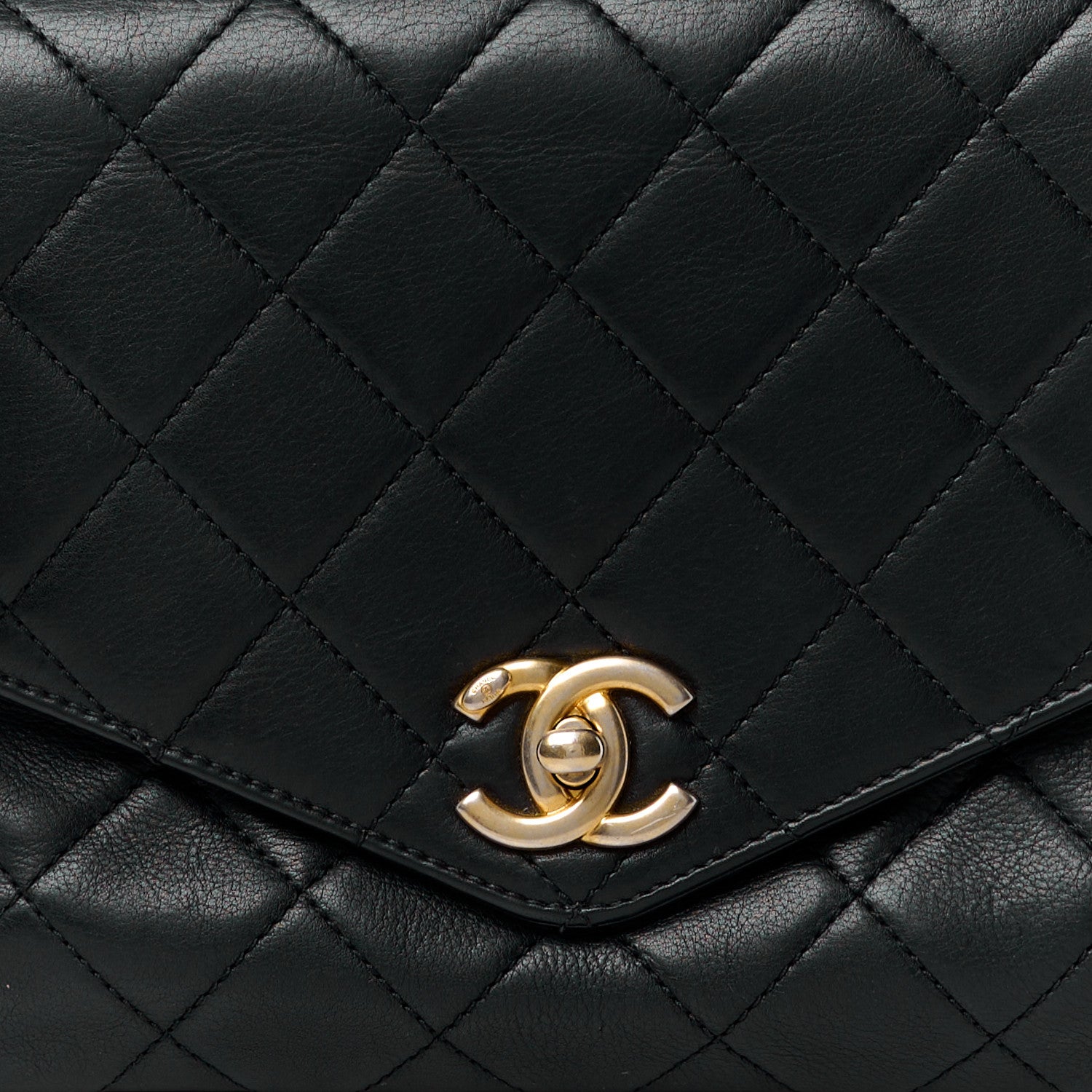 Chanel Calfskin Quilted Metal Top Handle Envelope Flap Black 12 of 16