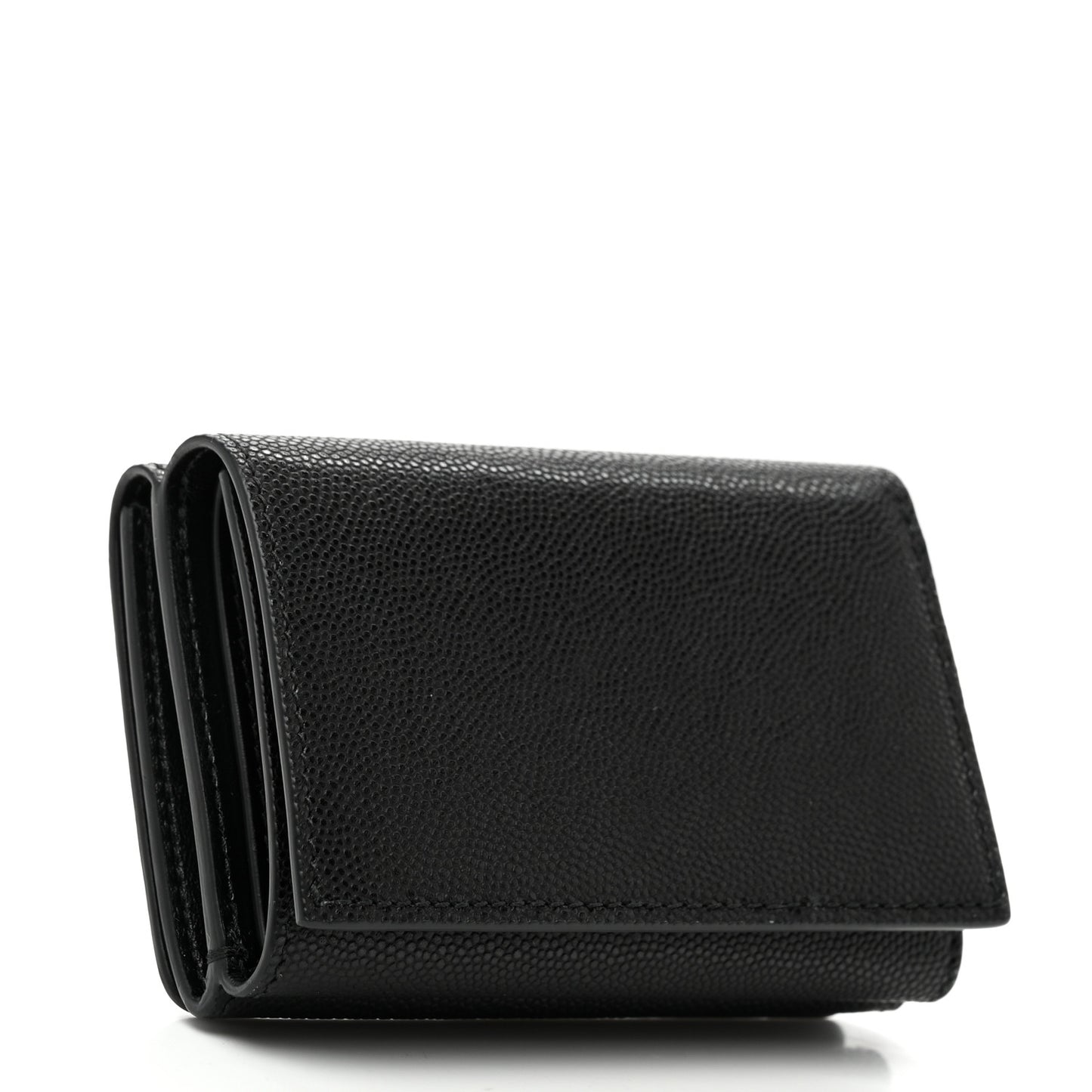 Grained Calfskin TB Compact Tri-Fold Wallet Black