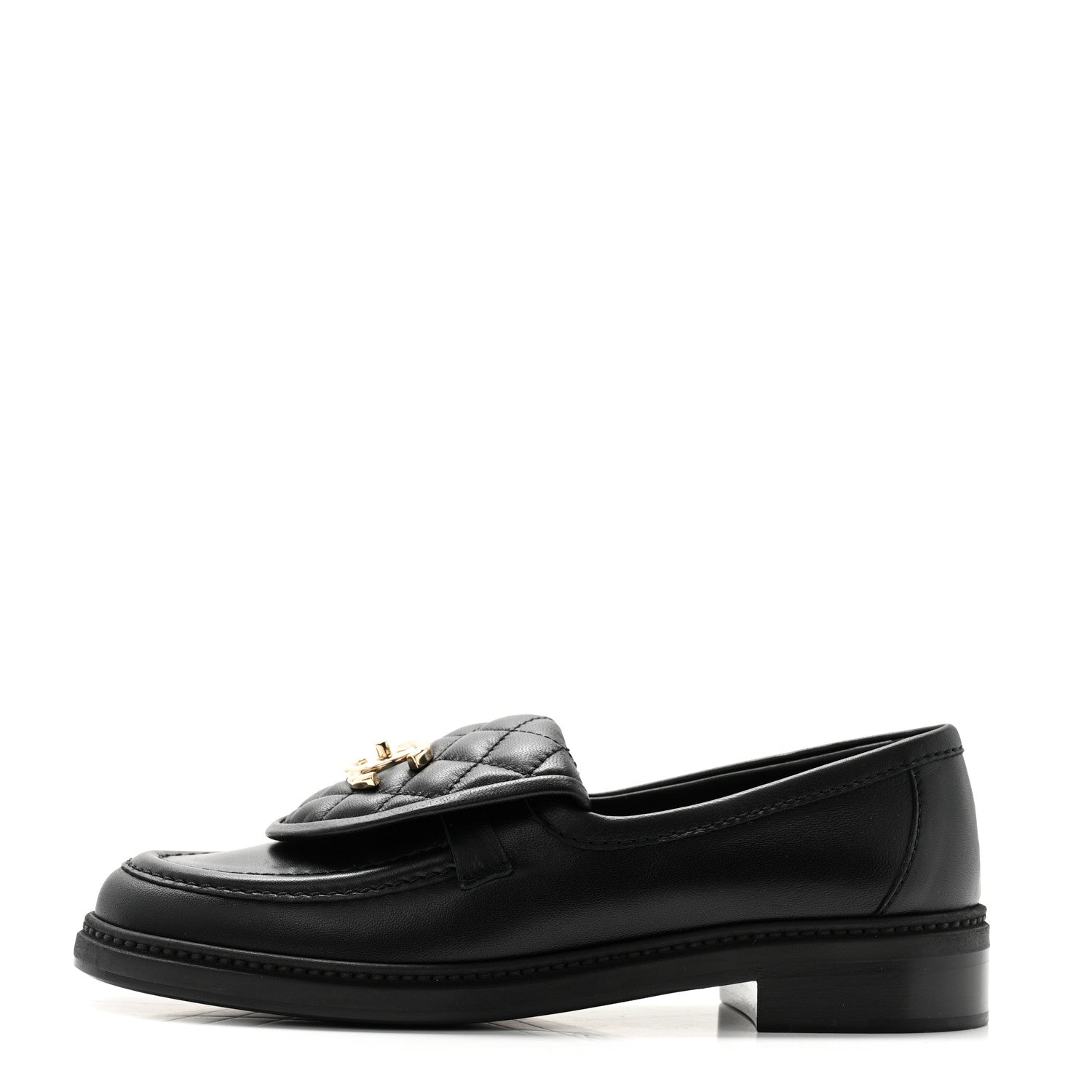 Chanel Lambskin Quilted CC Turnlock Loafers 37 Black 1 of 8