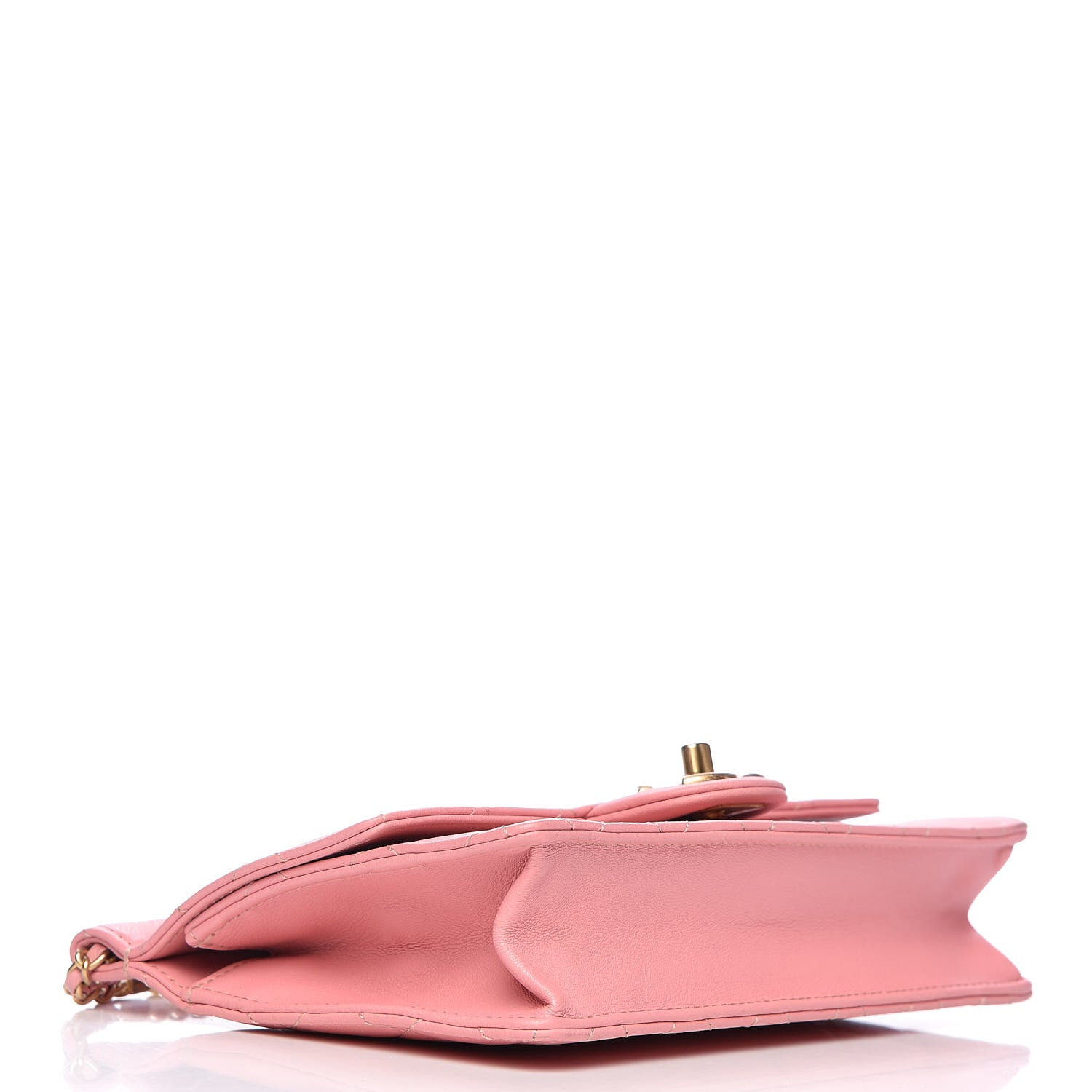 Chanel Lambskin Quilted Pearl Chain Flap Bag Pink 4 of 14