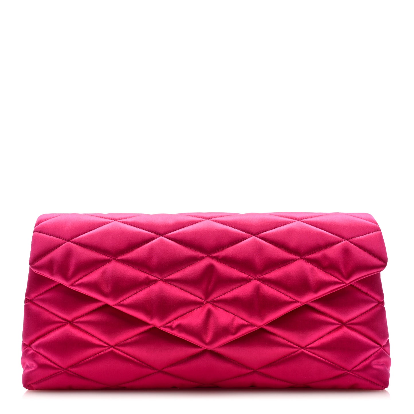 Satin Quilted Sade Puffer Envelope Clutch Bubblegum