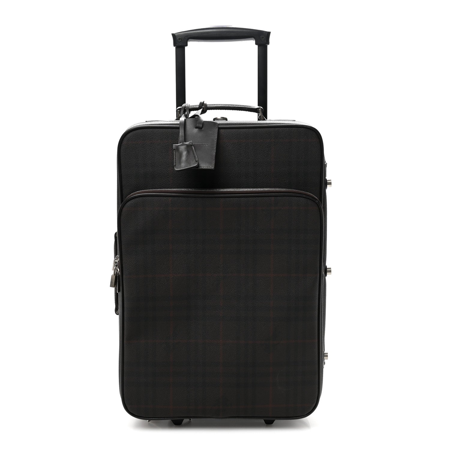 Burberry Smoked Haymarket Check Carry-On Suitcase Chocolate