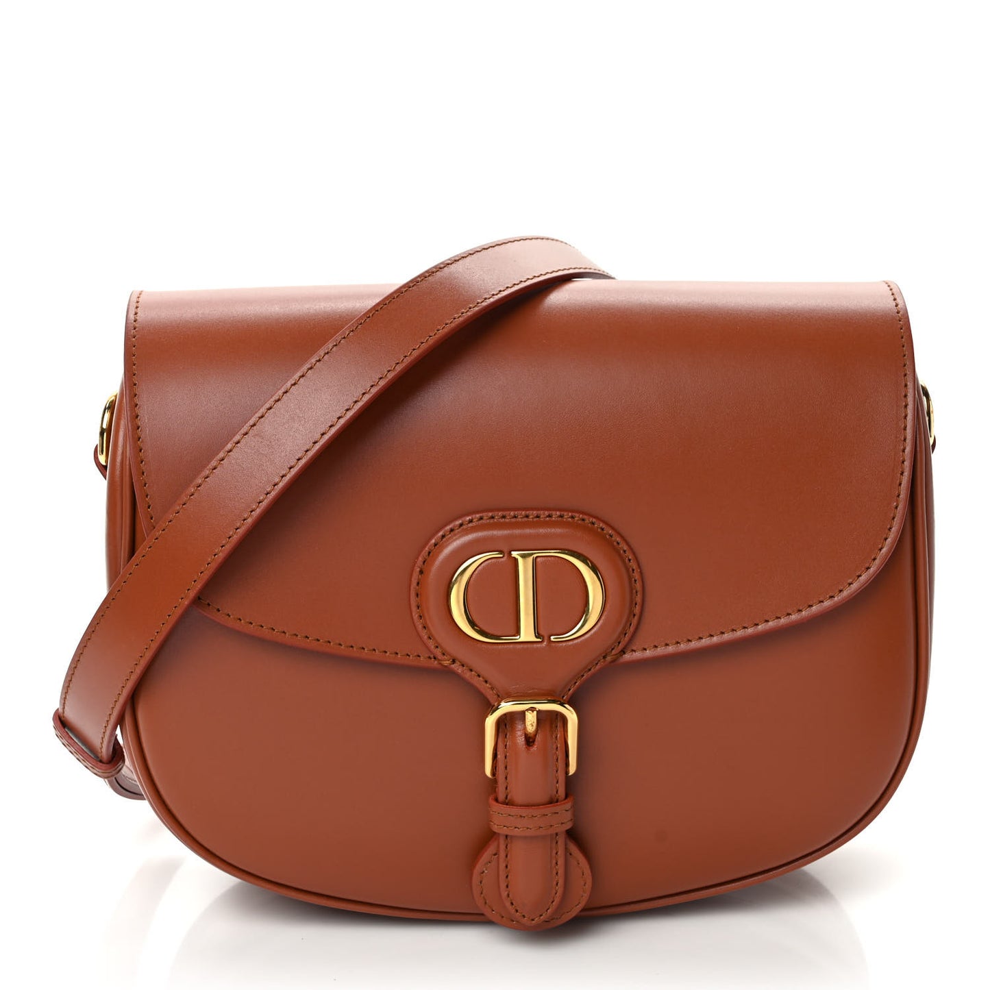 Box Calfskin Medium Bobby Flap Dark Tan