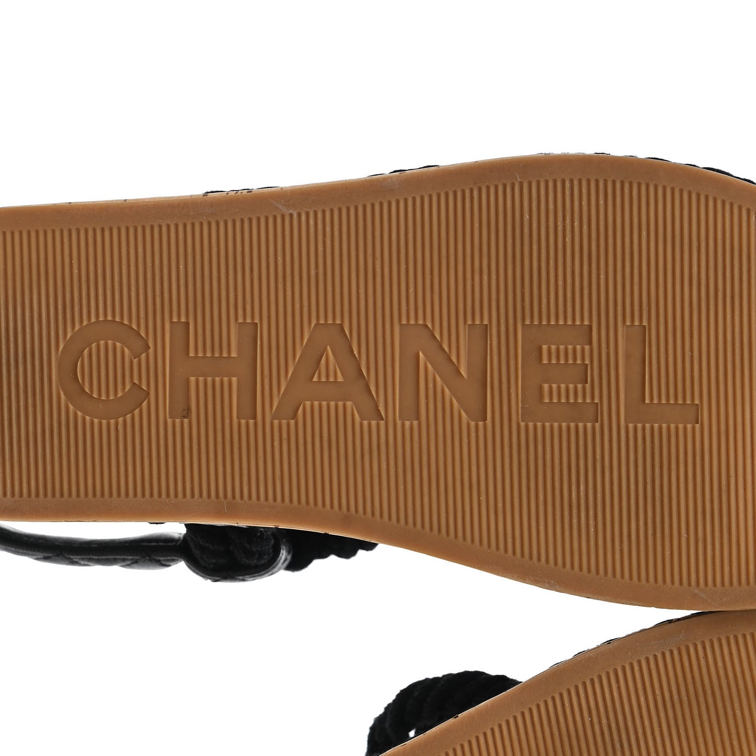 Chanel Cord Lambskin Quilted Logo Sandals 35 Black 6 of 8