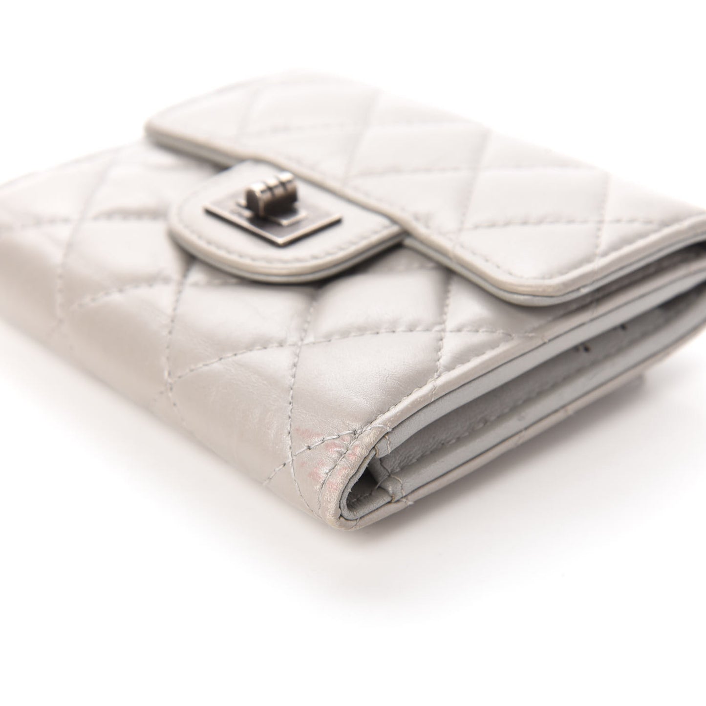 Aged Calfskin Quilted Reissue Compact Wallet Grey