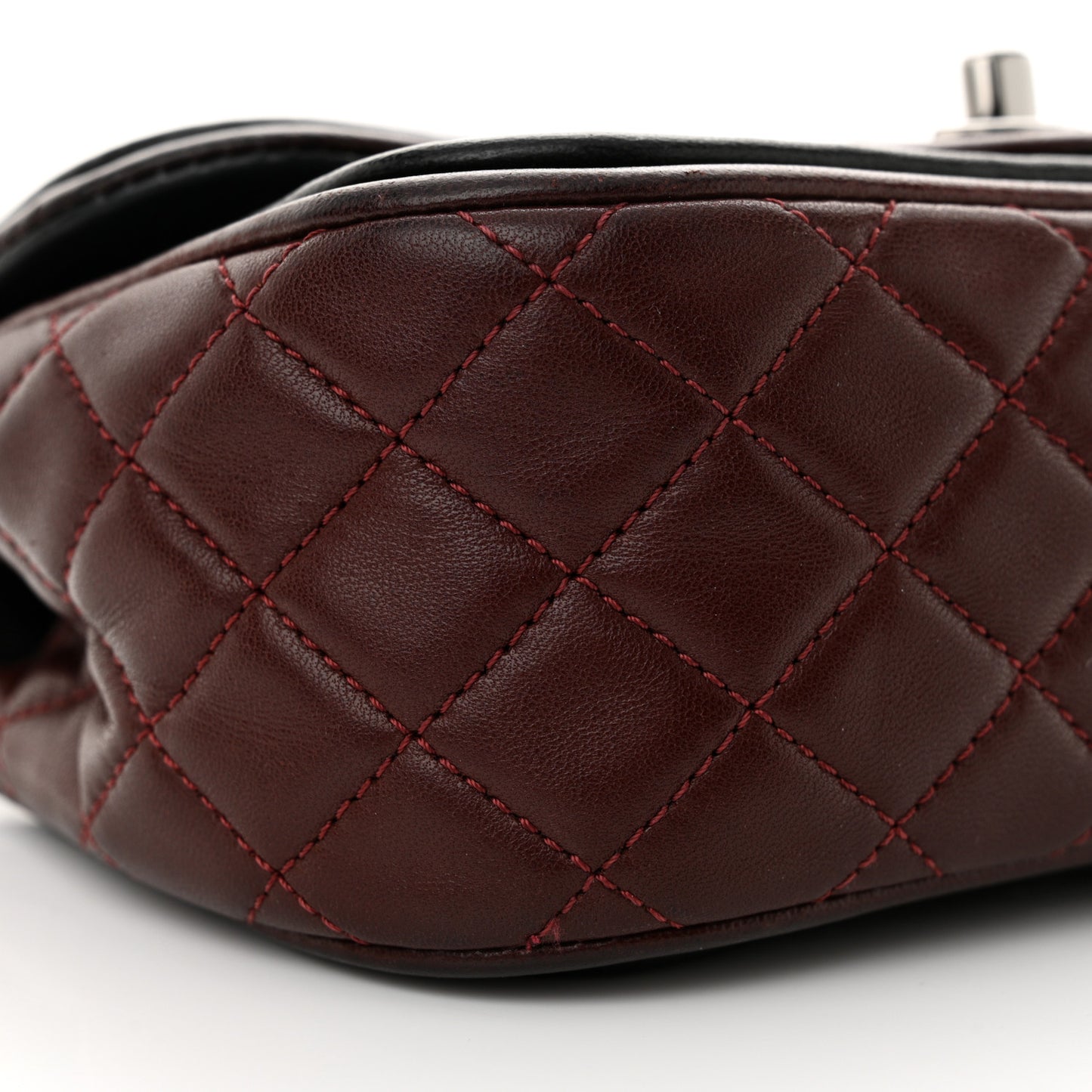 Lambskin Classic Twist Mini Rectangular Flap Black Burgundy