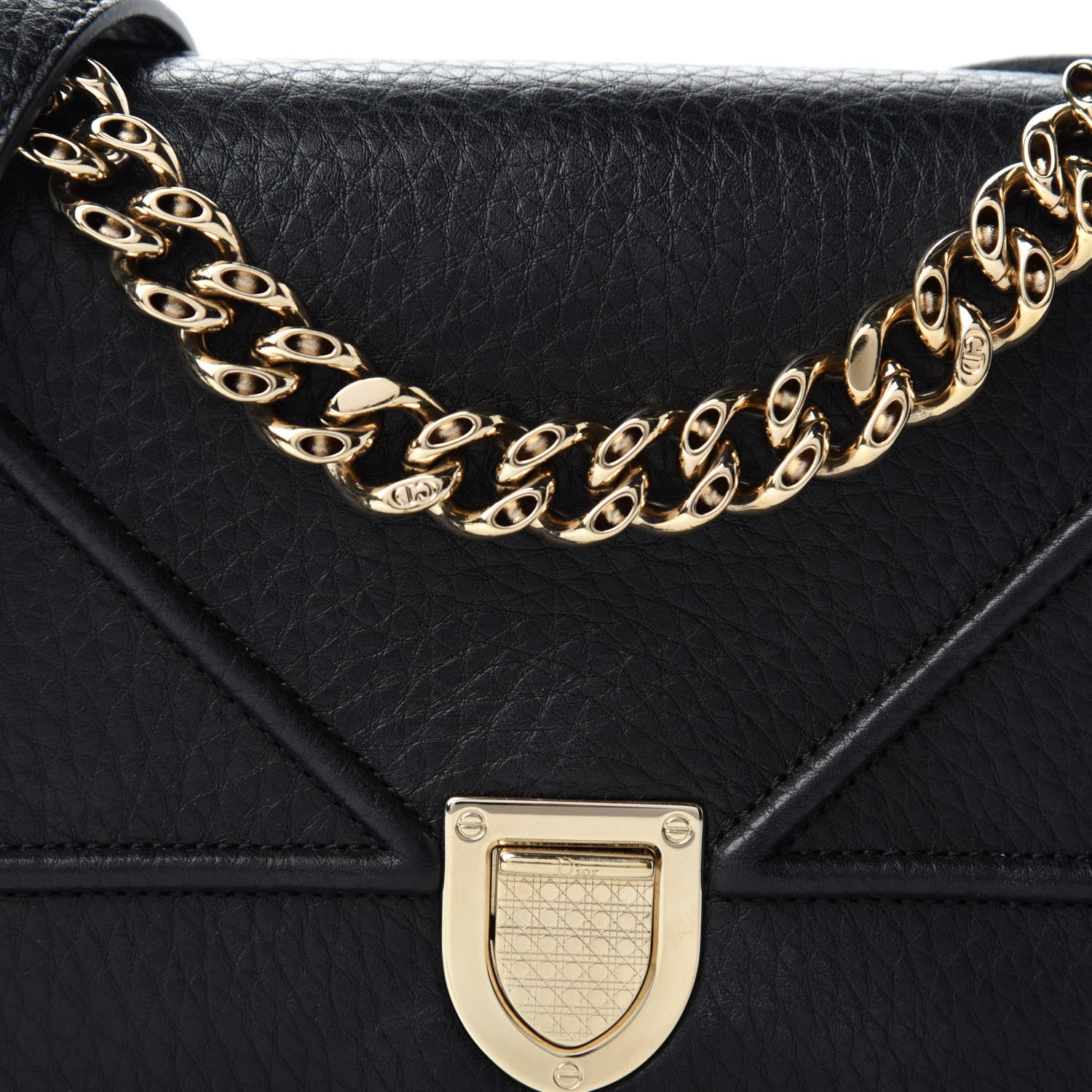 Christian Dior Grained Calfskin Small Diorama Flap Bag Black 10 of 10