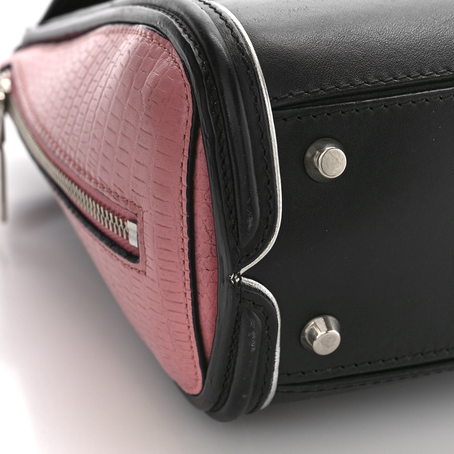 Soft Calfskin Small Enamel Plate Heroine Powder Black