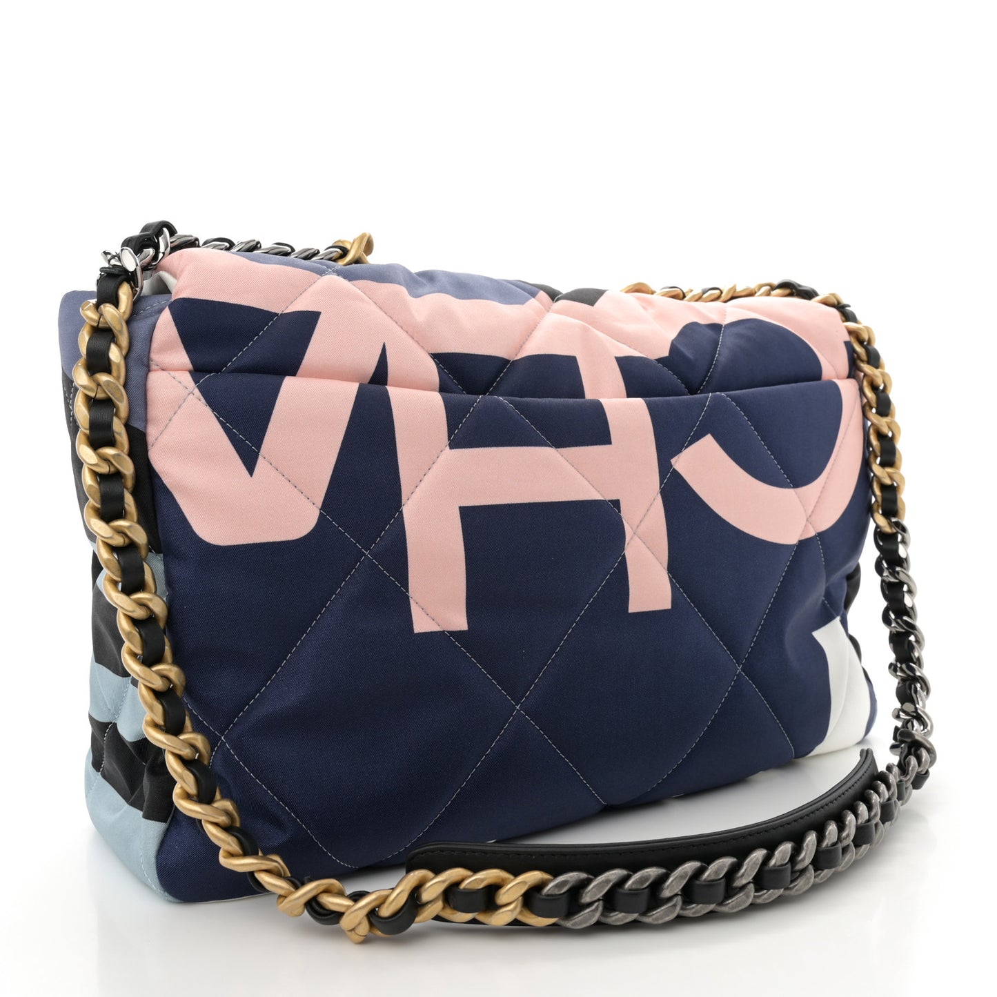 Silk Maxi Scarf Chanel 19 Flap Black Blue White