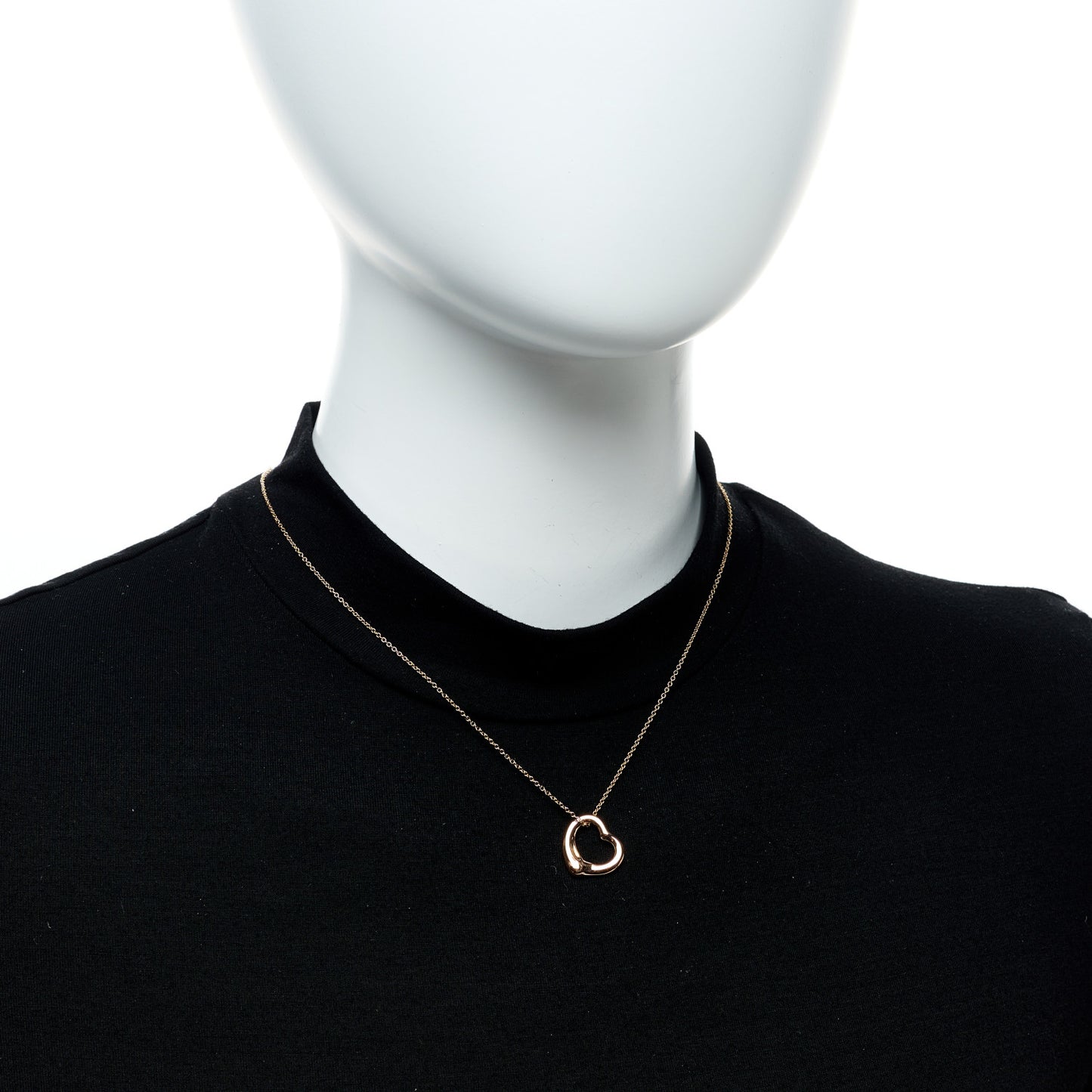 18K Rose Gold 16mm Elsa Peretti Open Heart Pendant Necklace