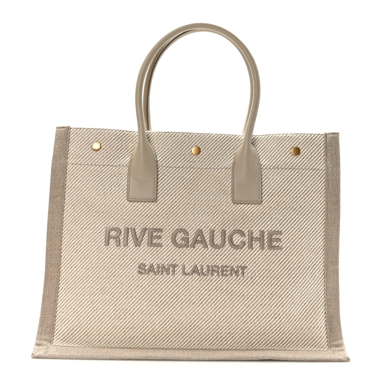 Saint Laurent Linen Calfskin Small Rive Gauche Tote Beige Sea Salt 1 of 9