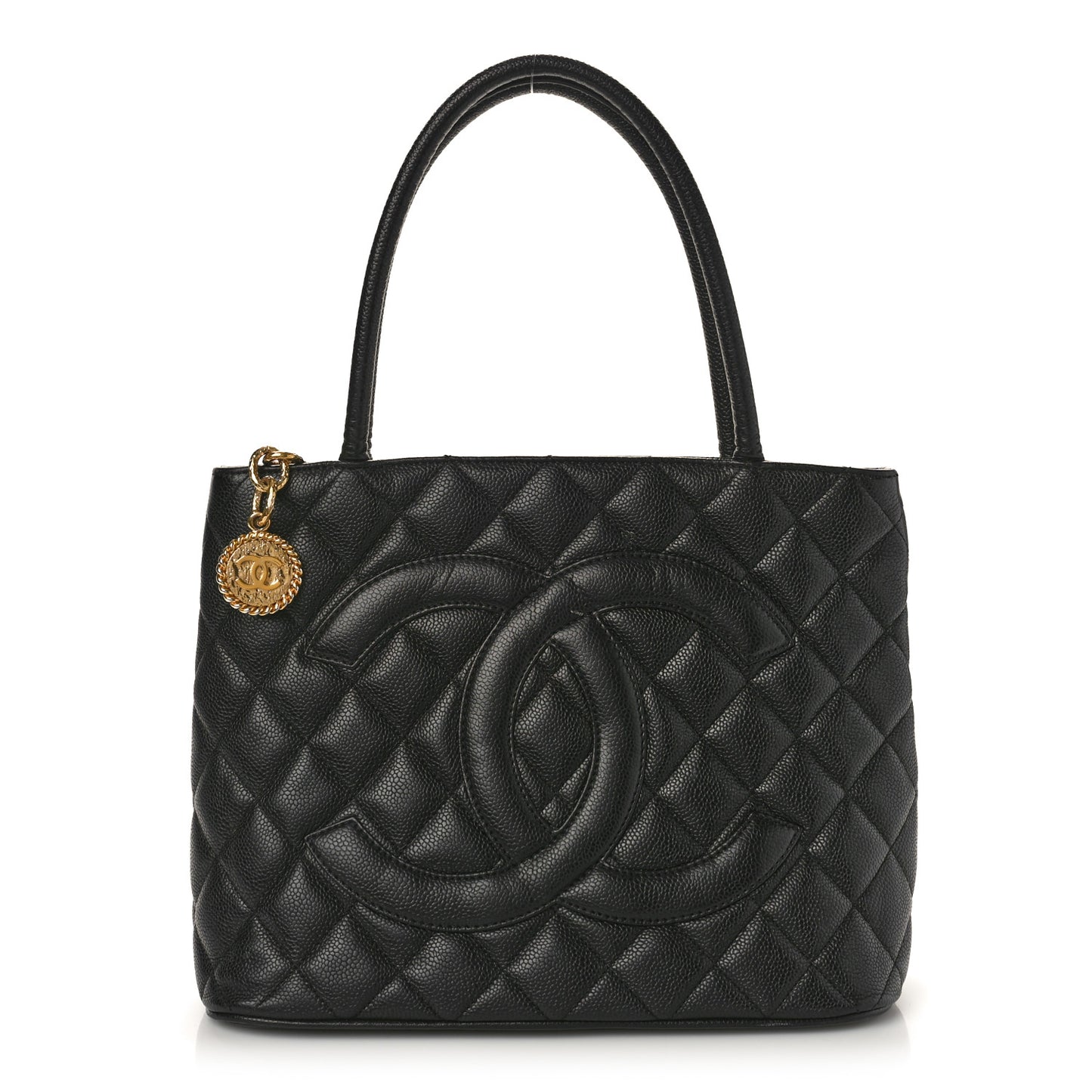 Caviar Quilted Medallion Tote Black
