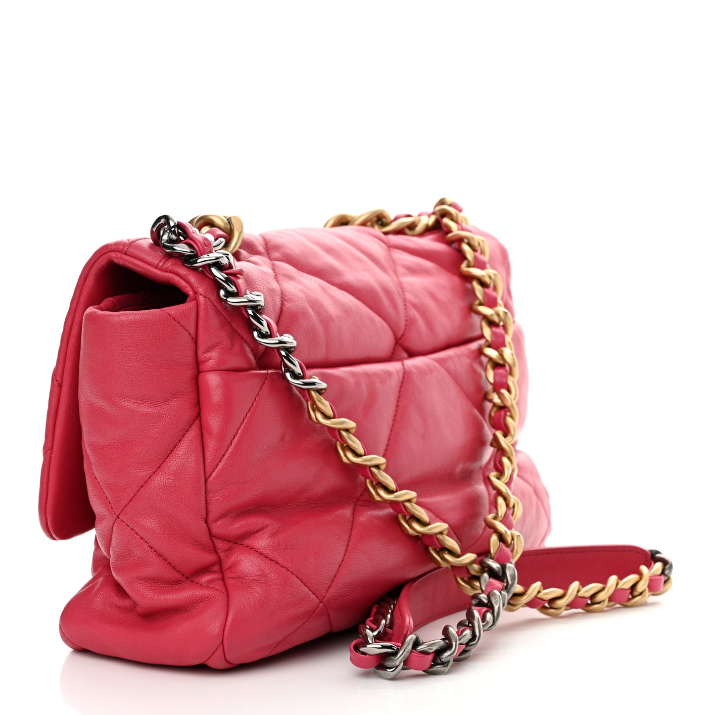 Goatskin Quilted Large Chanel 19 Flap Dark Pink
