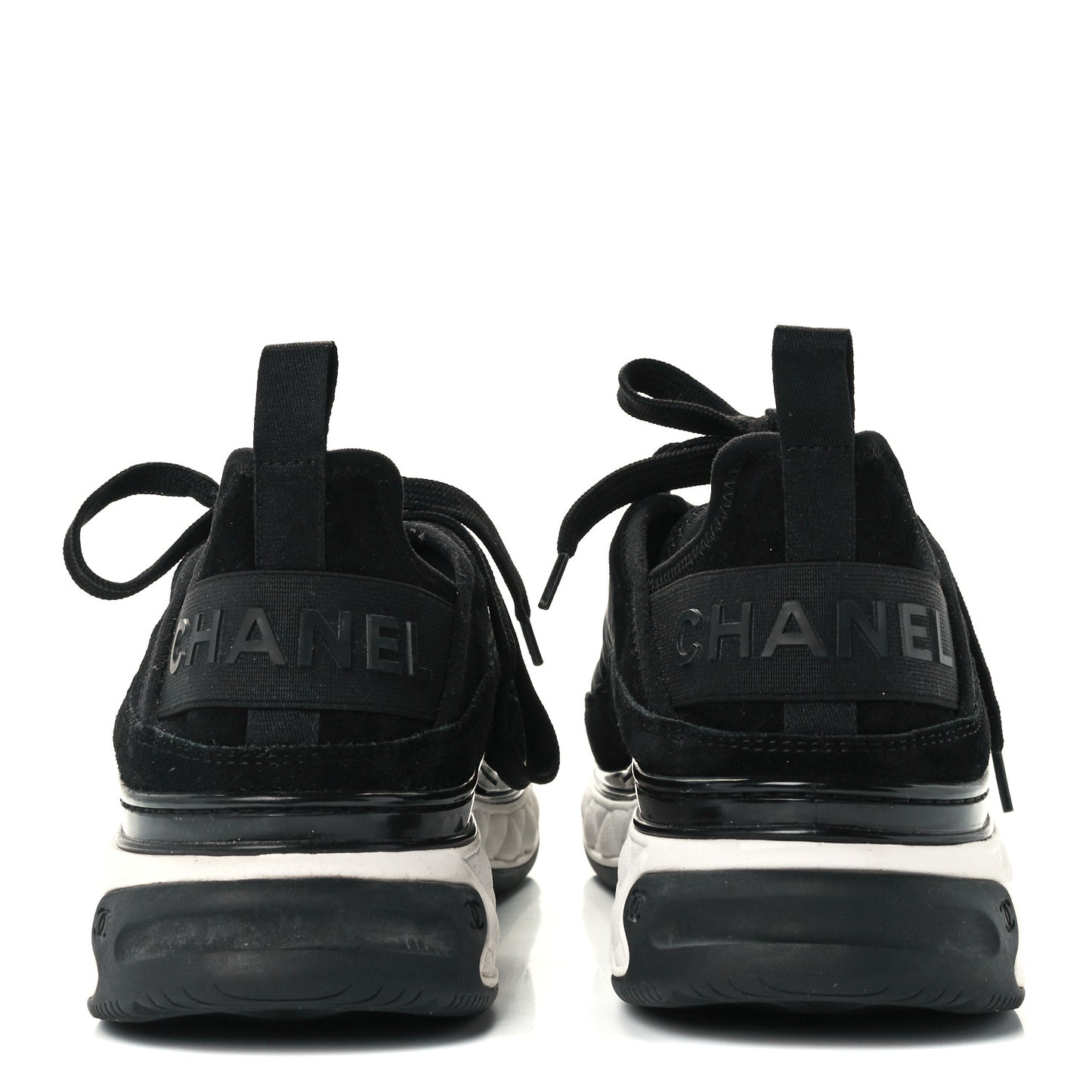 Velvet Calfskin Mixed Fibers CC Sneakers 41.5 Black