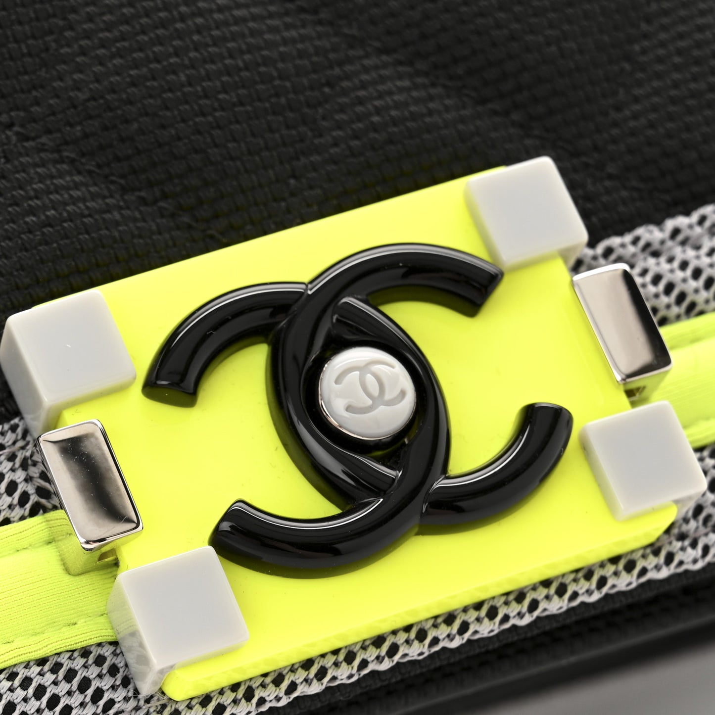 Canvas Quilted Medium Fluo Boy Flap Black Grey Yellow