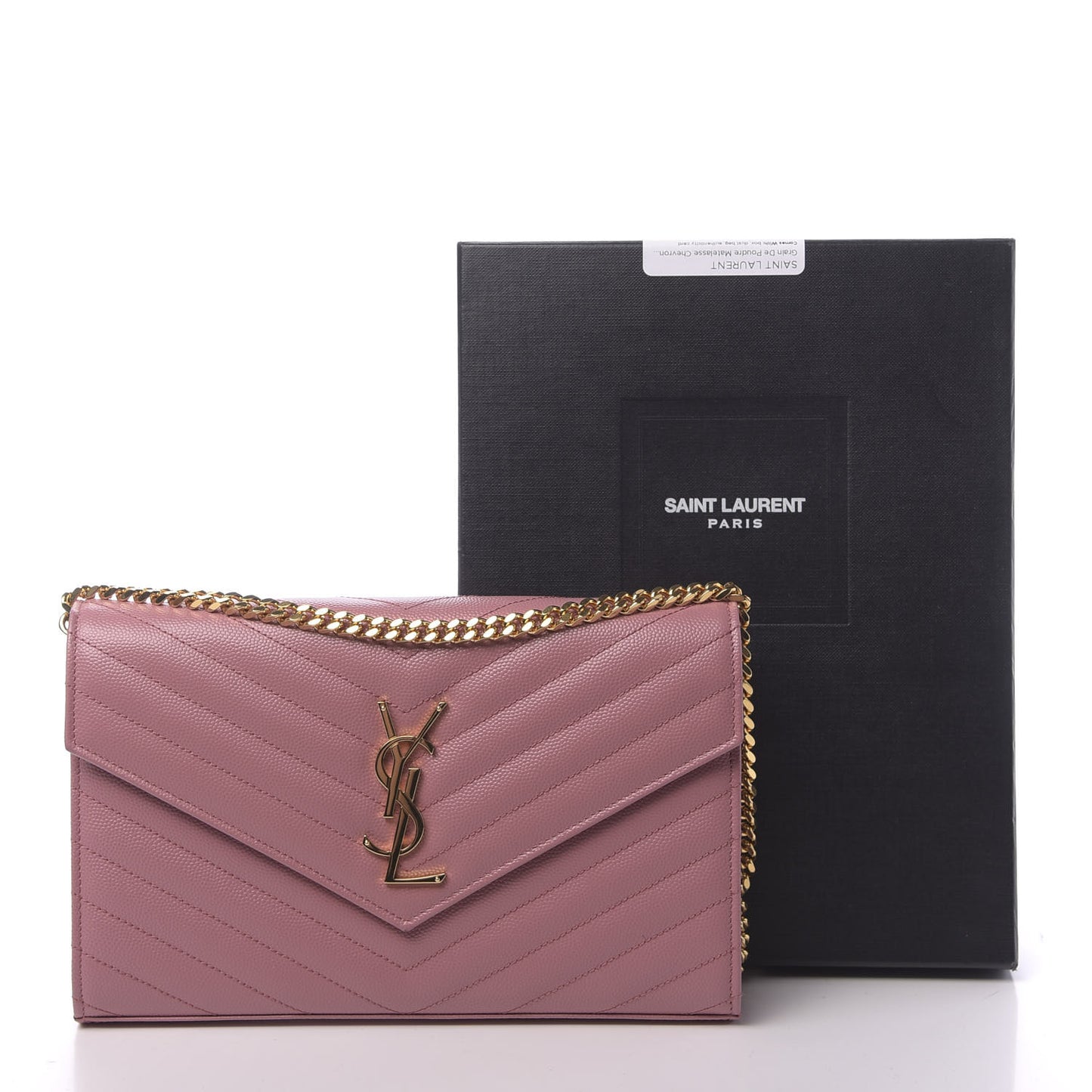 Grain De Poudre Matelasse Chevron Monogram Chain Wallet Tender Pink